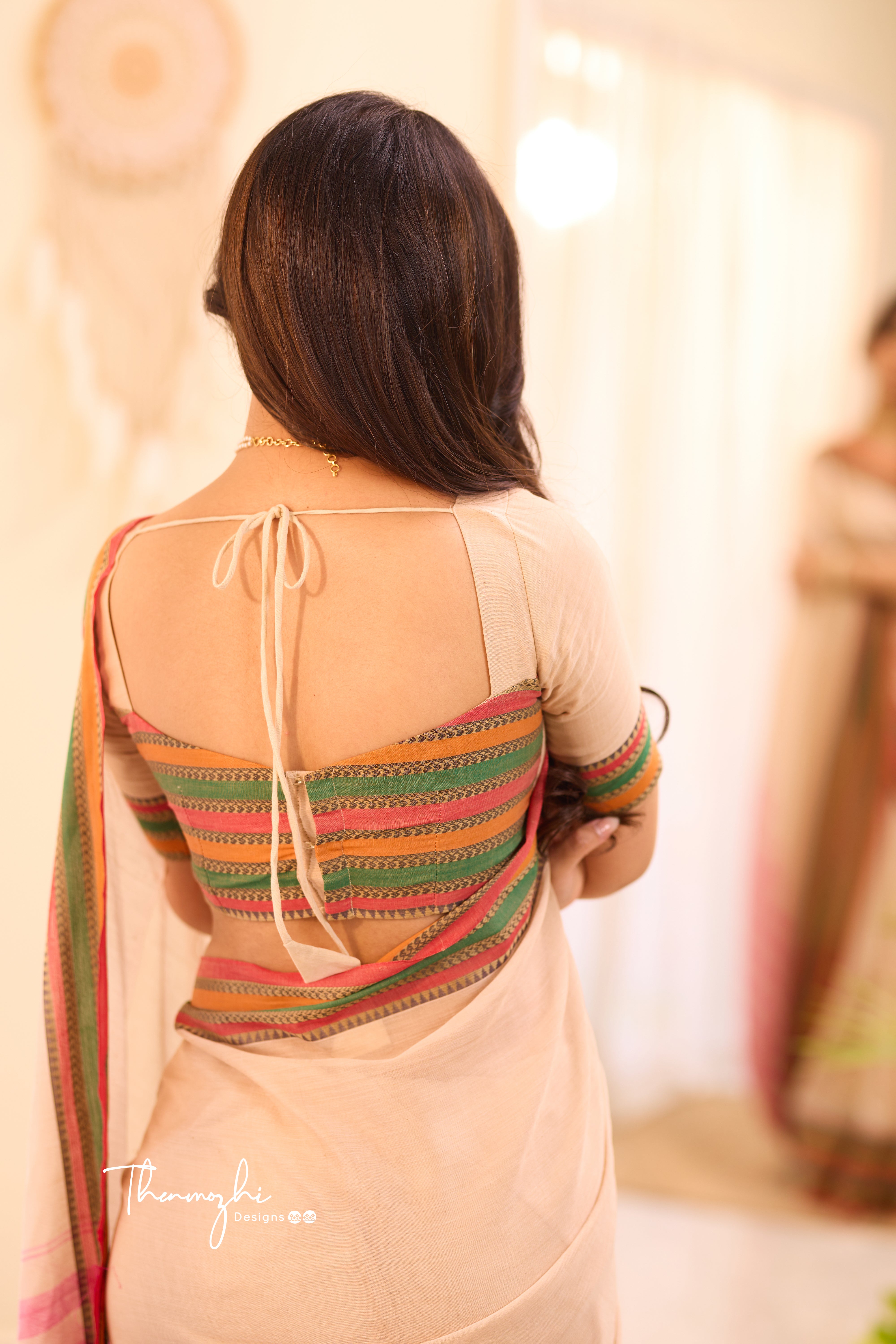 Half white Narayanpet Big Border Saree