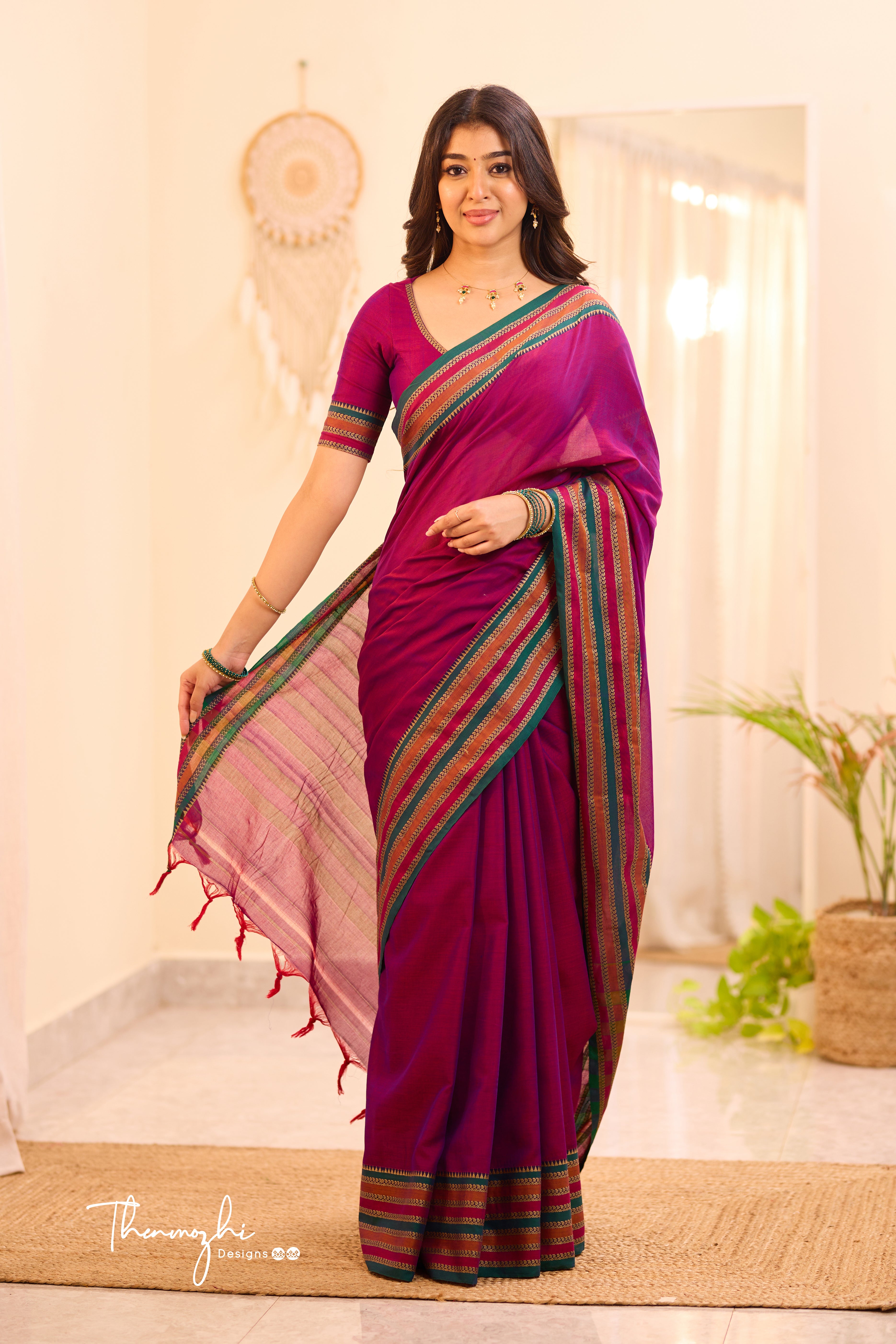Magenta Narayanpet Big Border Saree