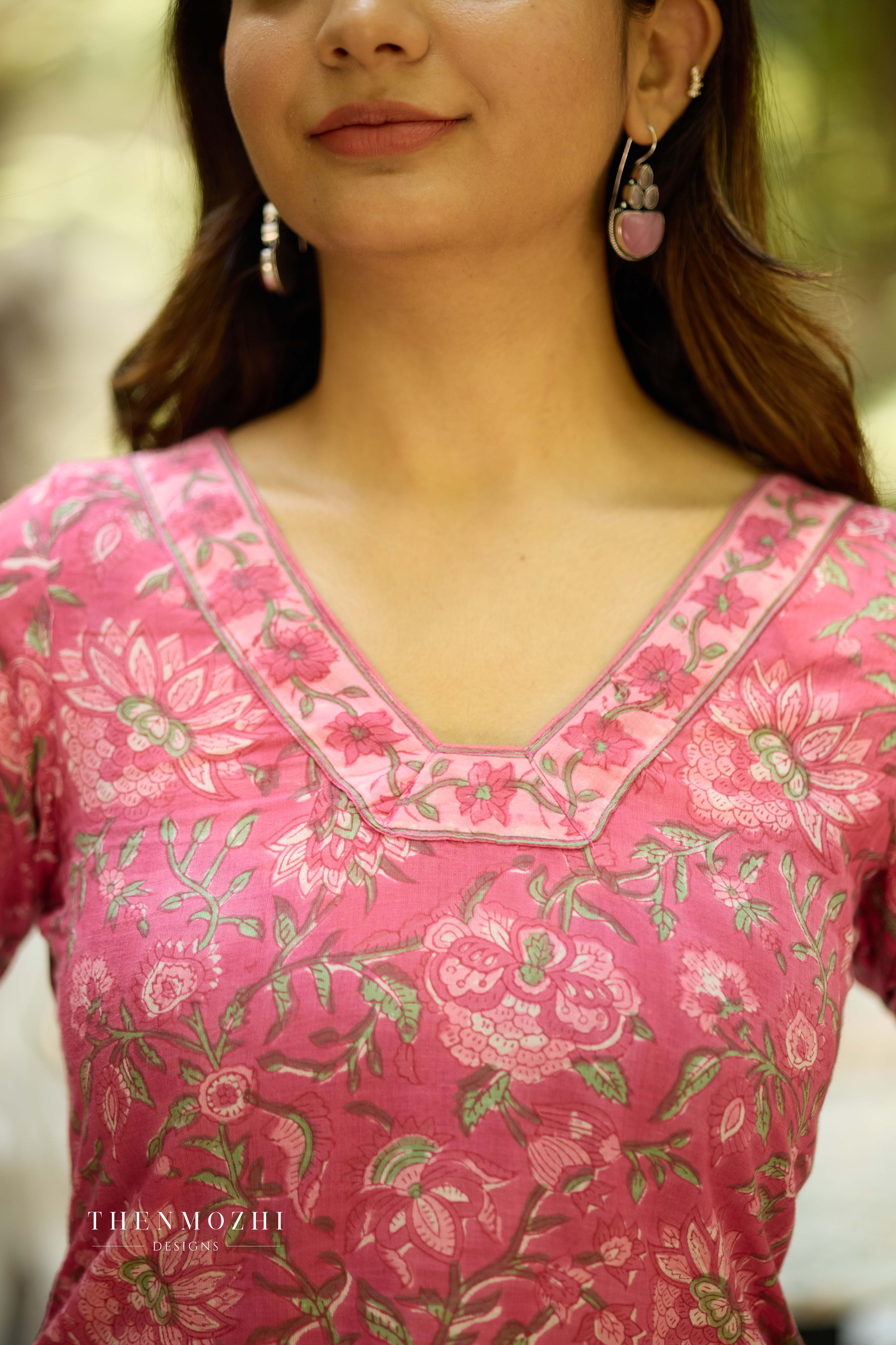 Raspberry Pink Cotton Suit with Kota Dupatta