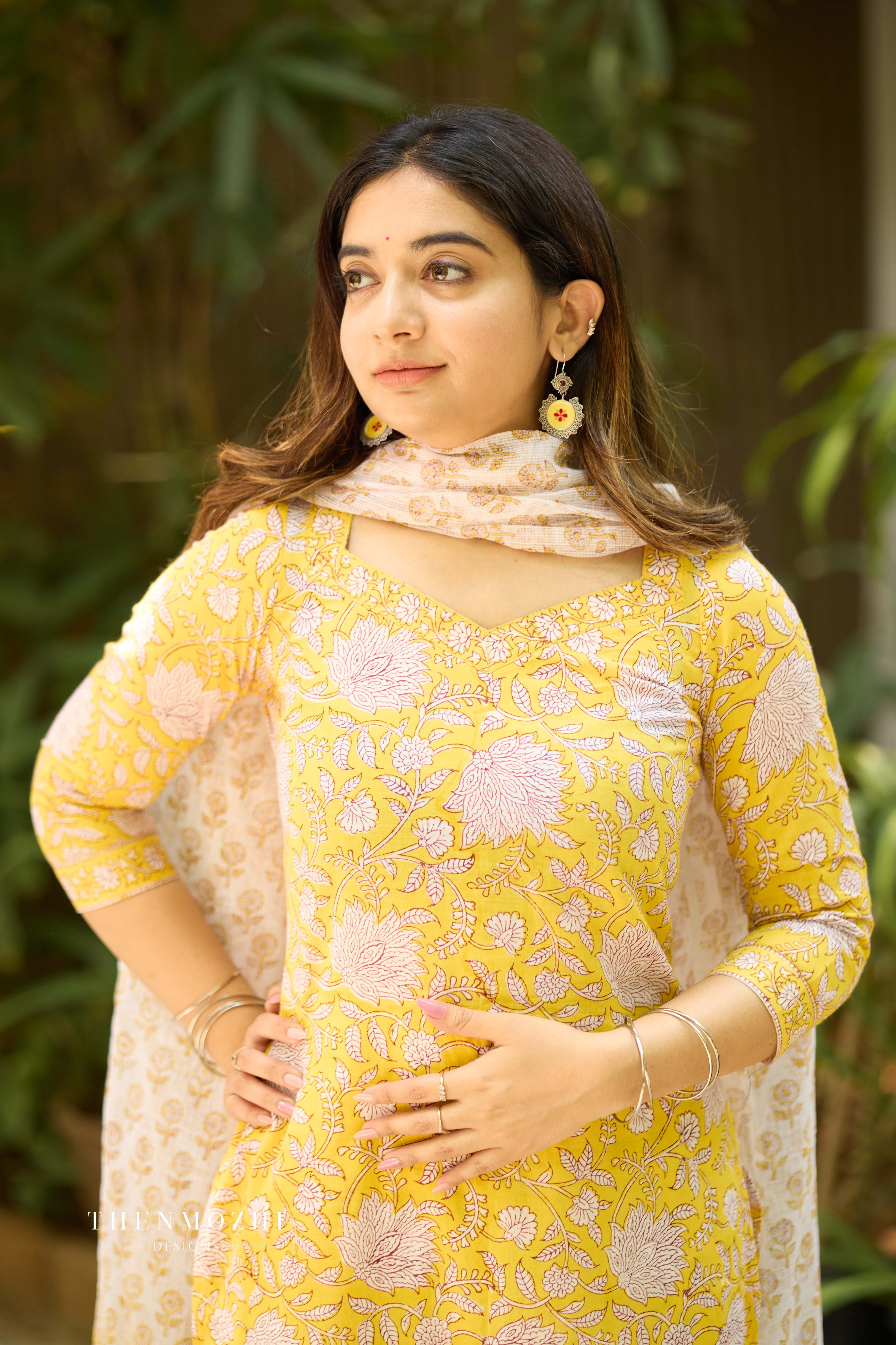 Butter Yellow Cotton Suit with Kota Dupatta