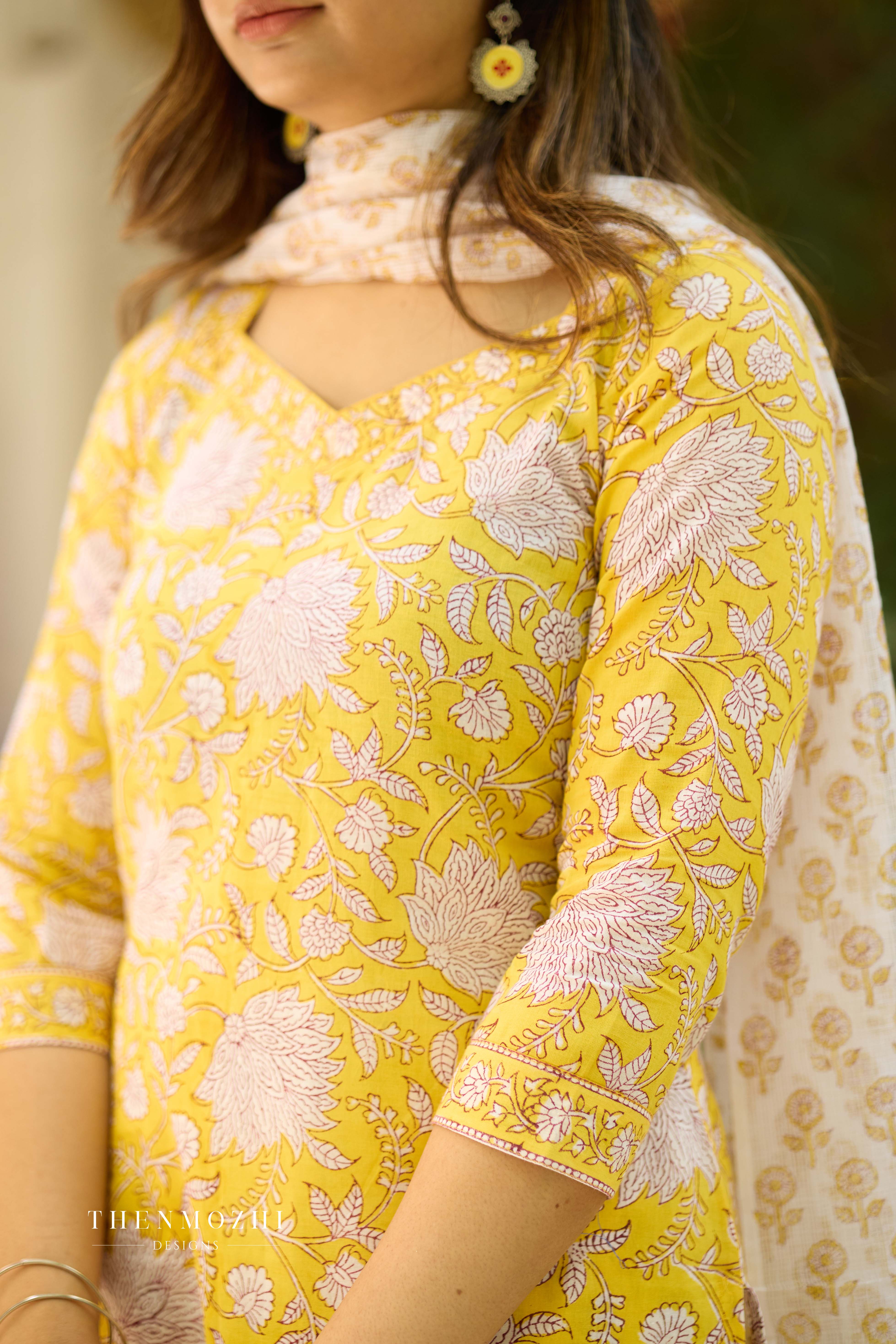 Butter Yellow Cotton Suit with Kota Dupatta