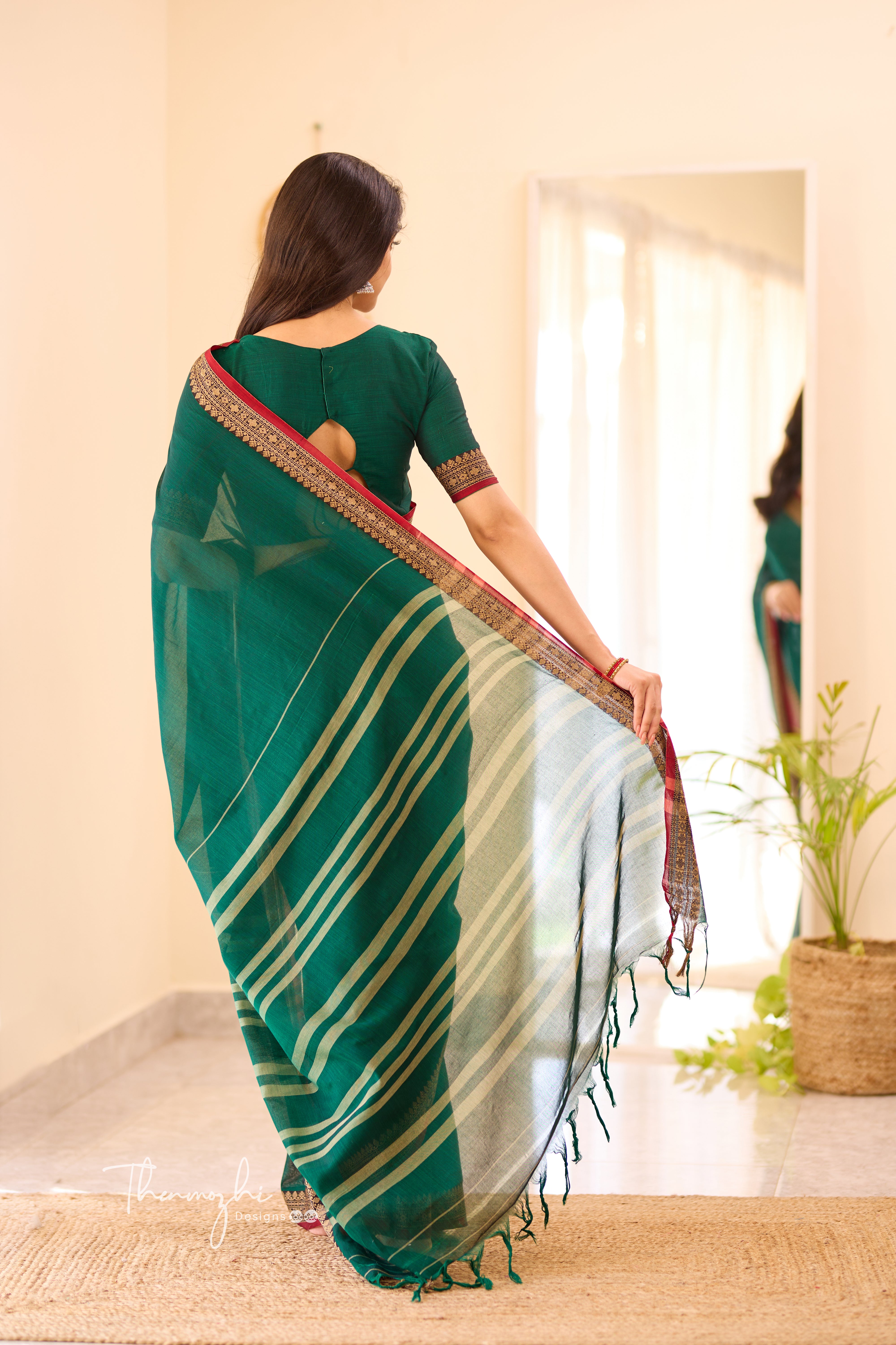 Green & Red Narayanpet Saree