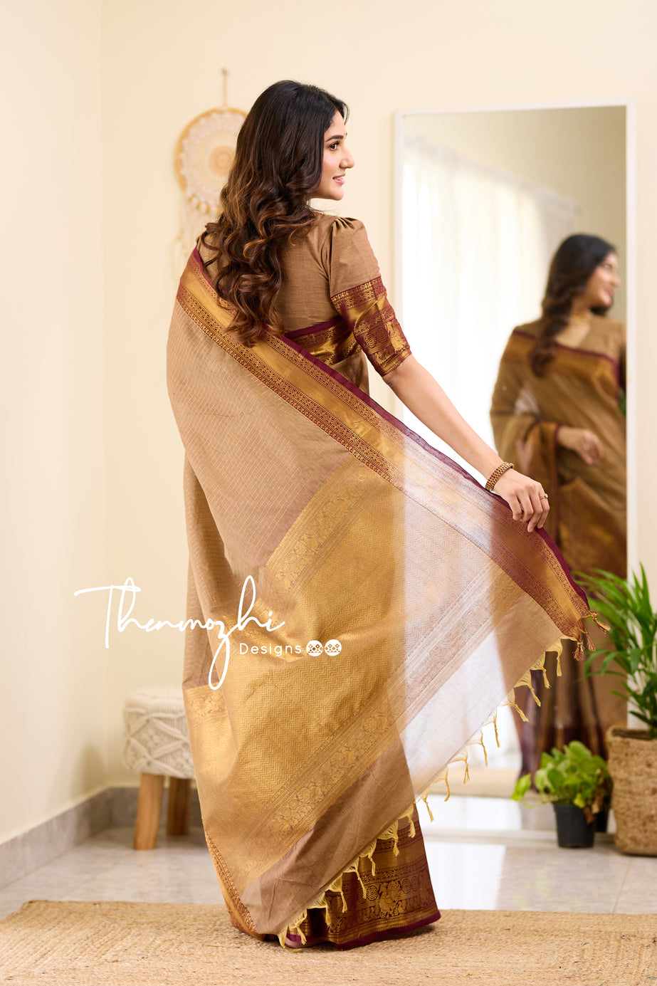 Iyla Brown Chettinad Cotton Saree