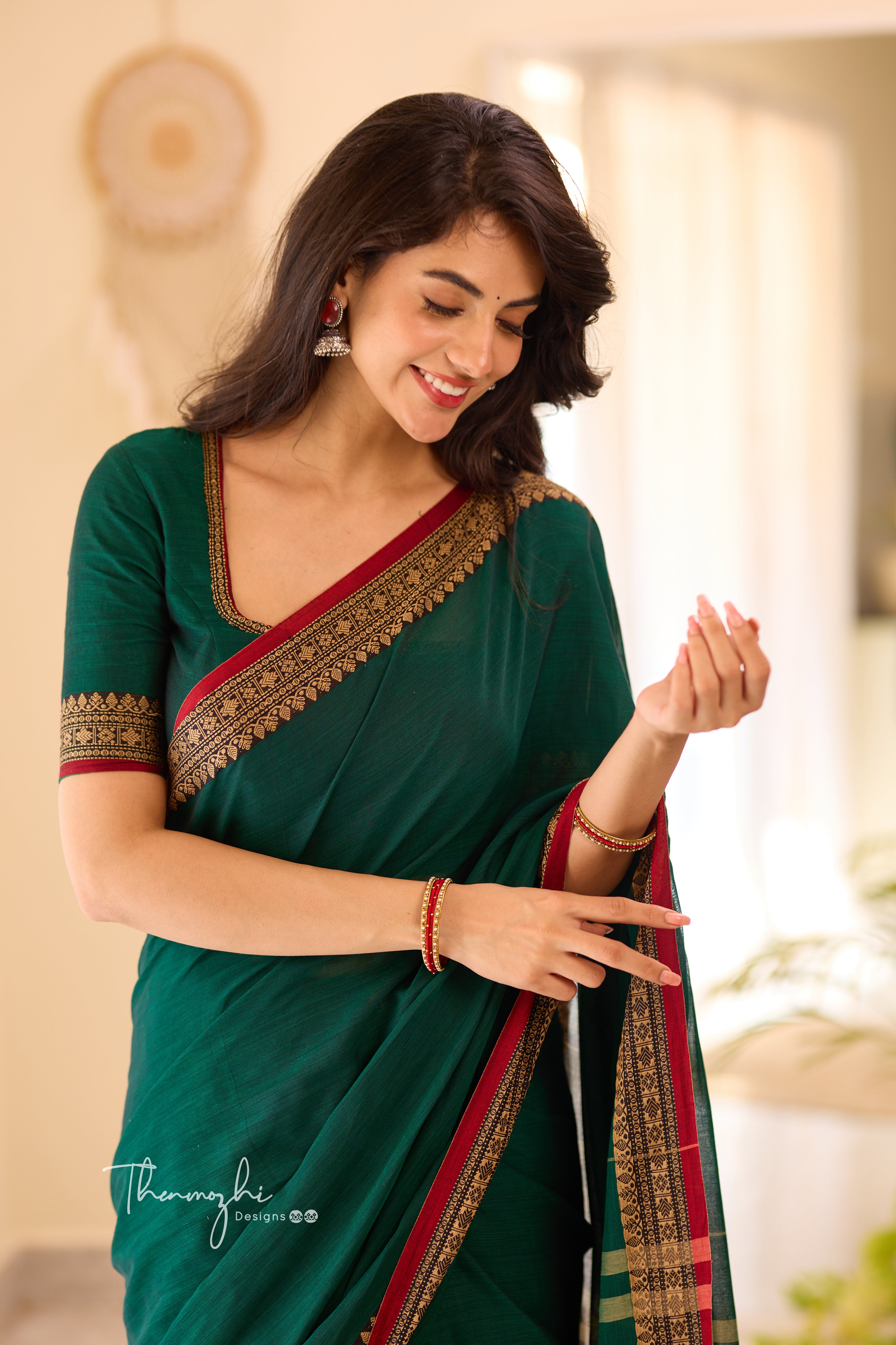 Green & Red Narayanpet Saree