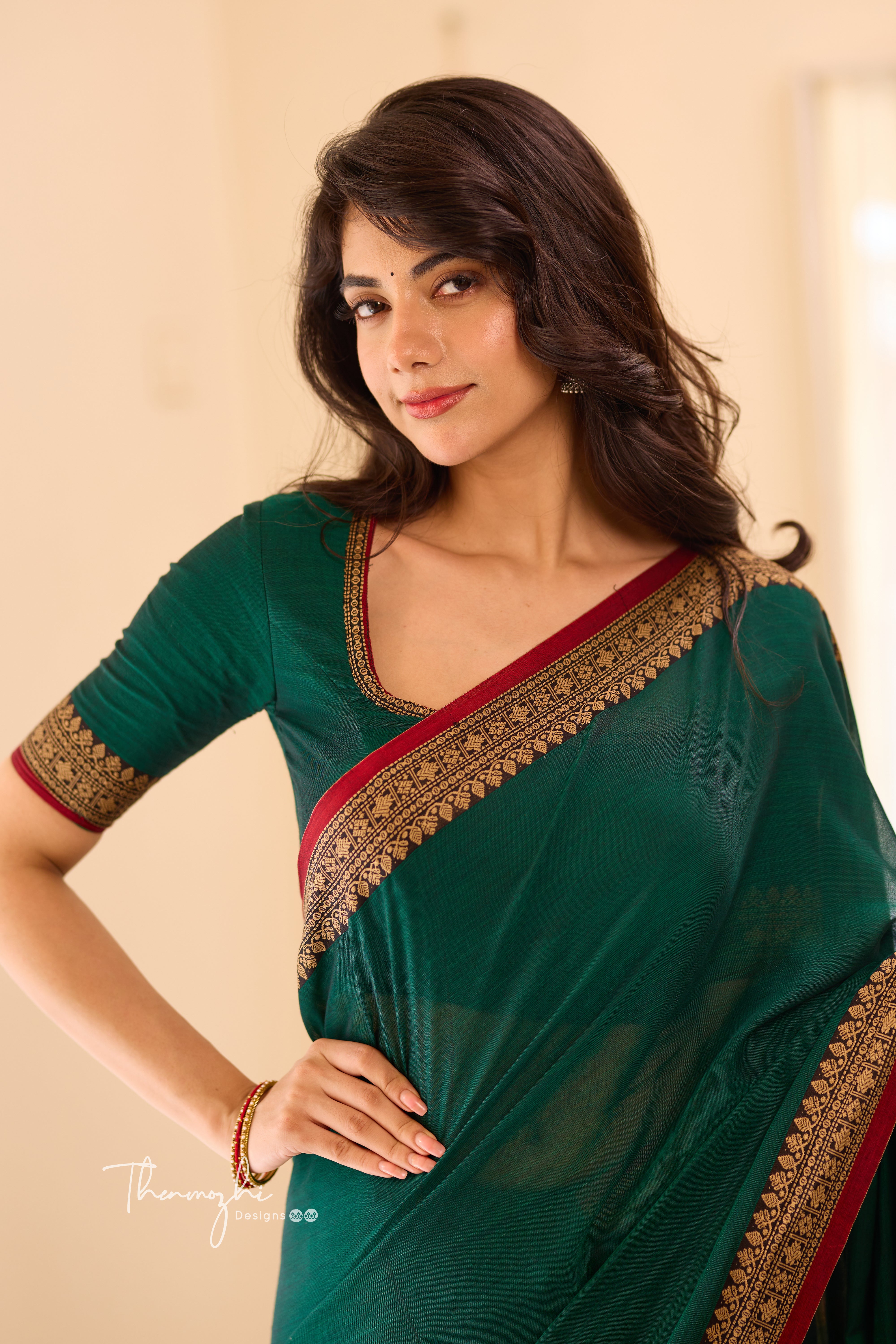 Green & Red Narayanpet Saree
