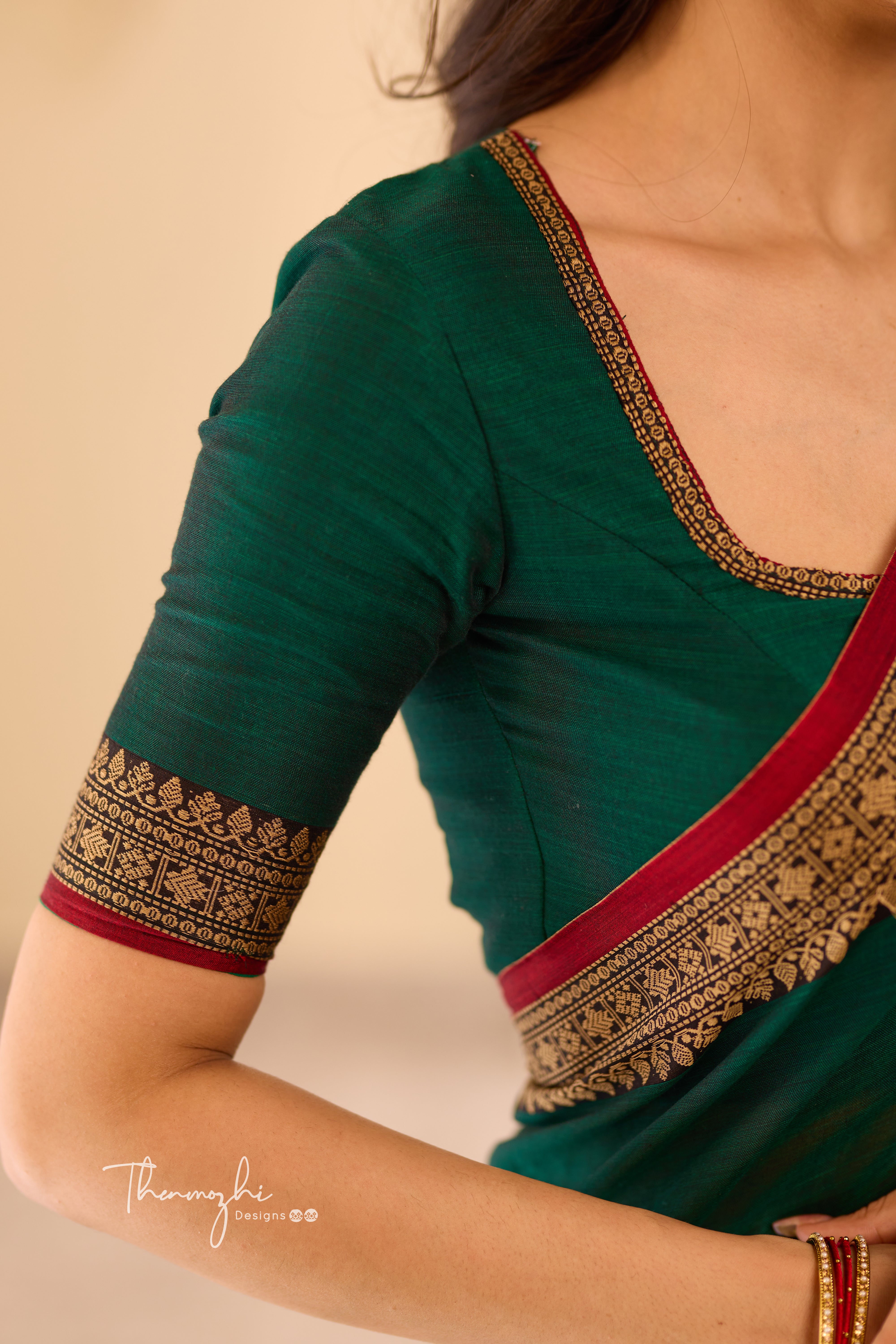 Green & Red Narayanpet Saree