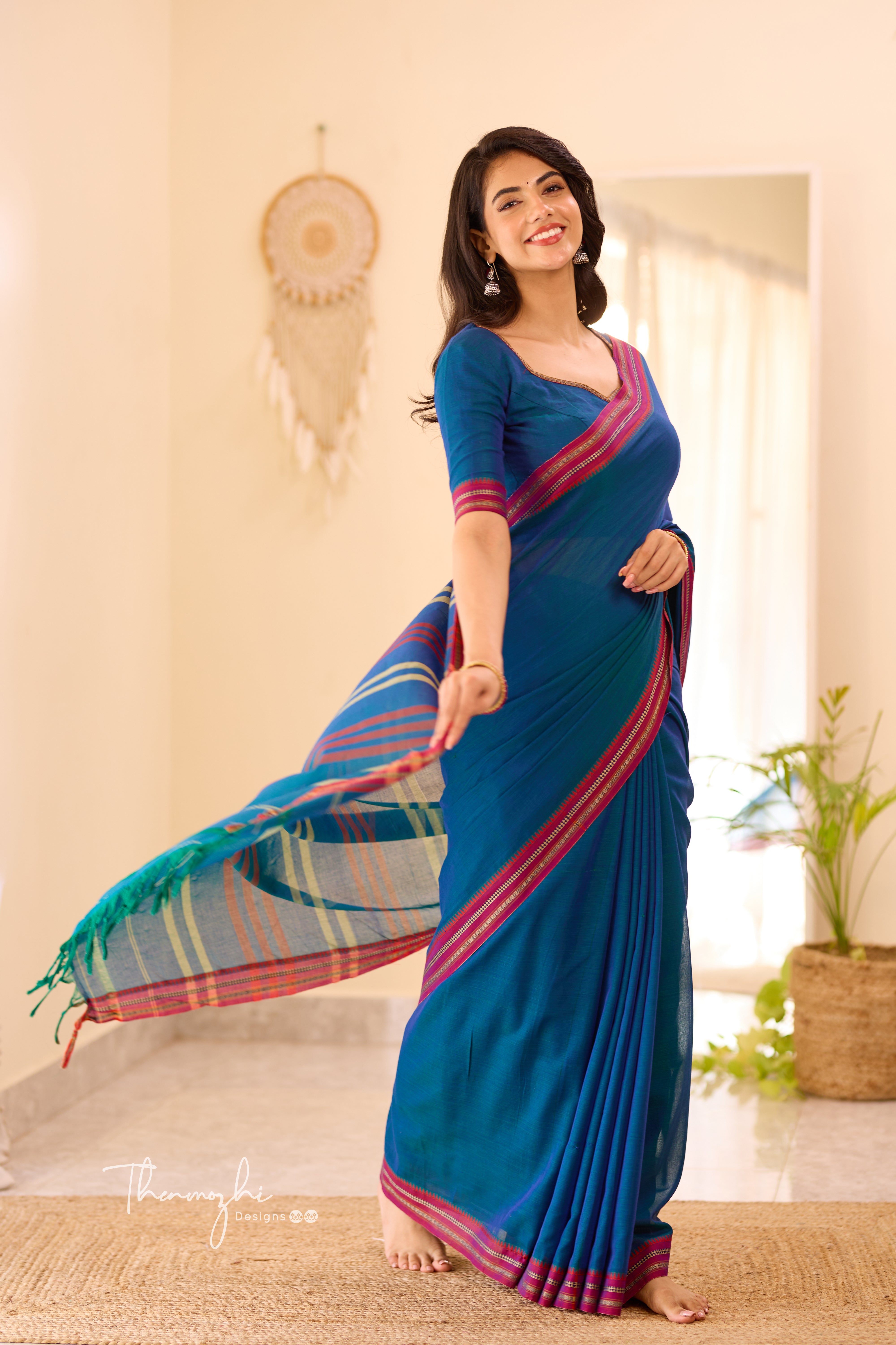 Blue & Pink Narayanpet Saree