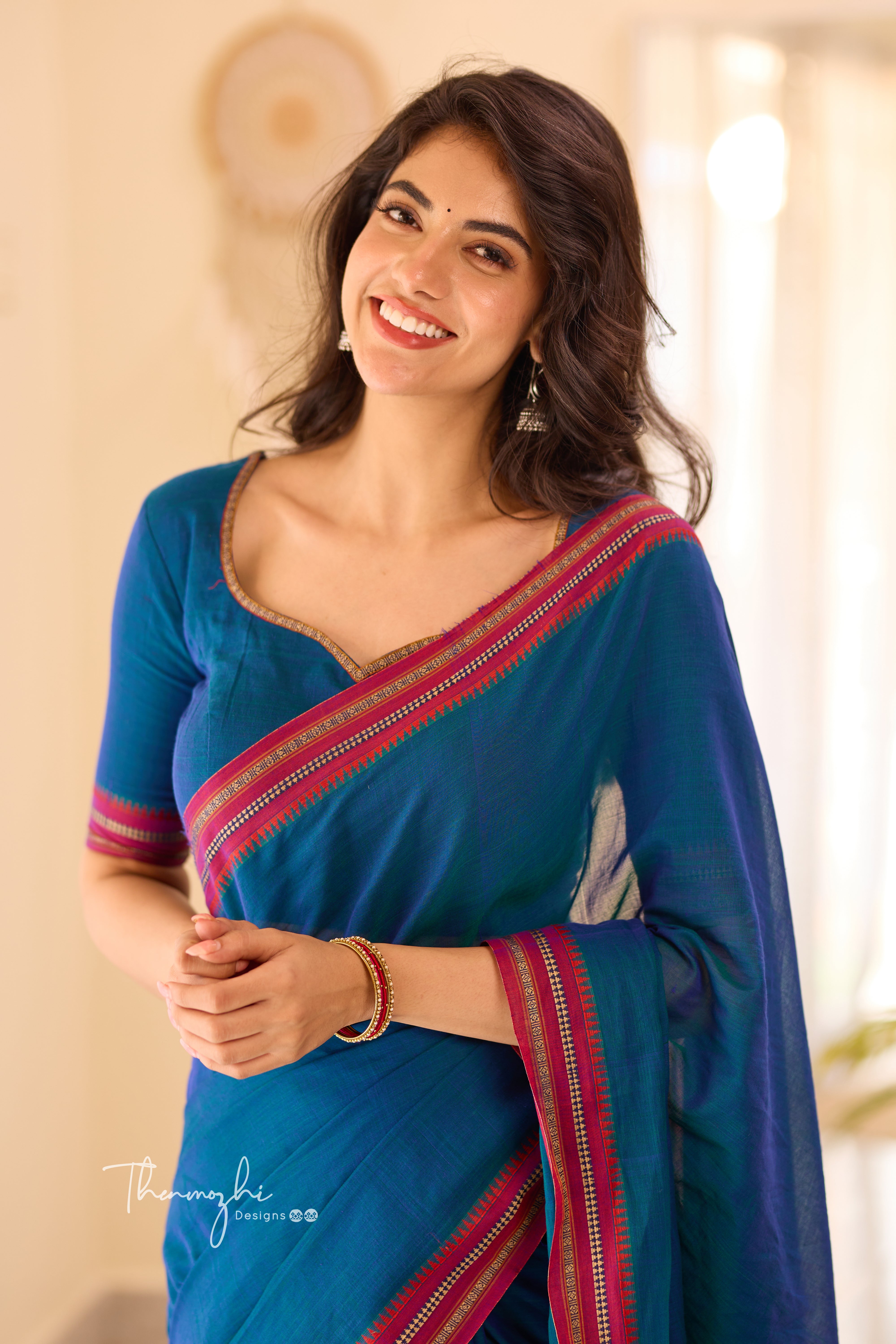 Blue & Pink Narayanpet Saree