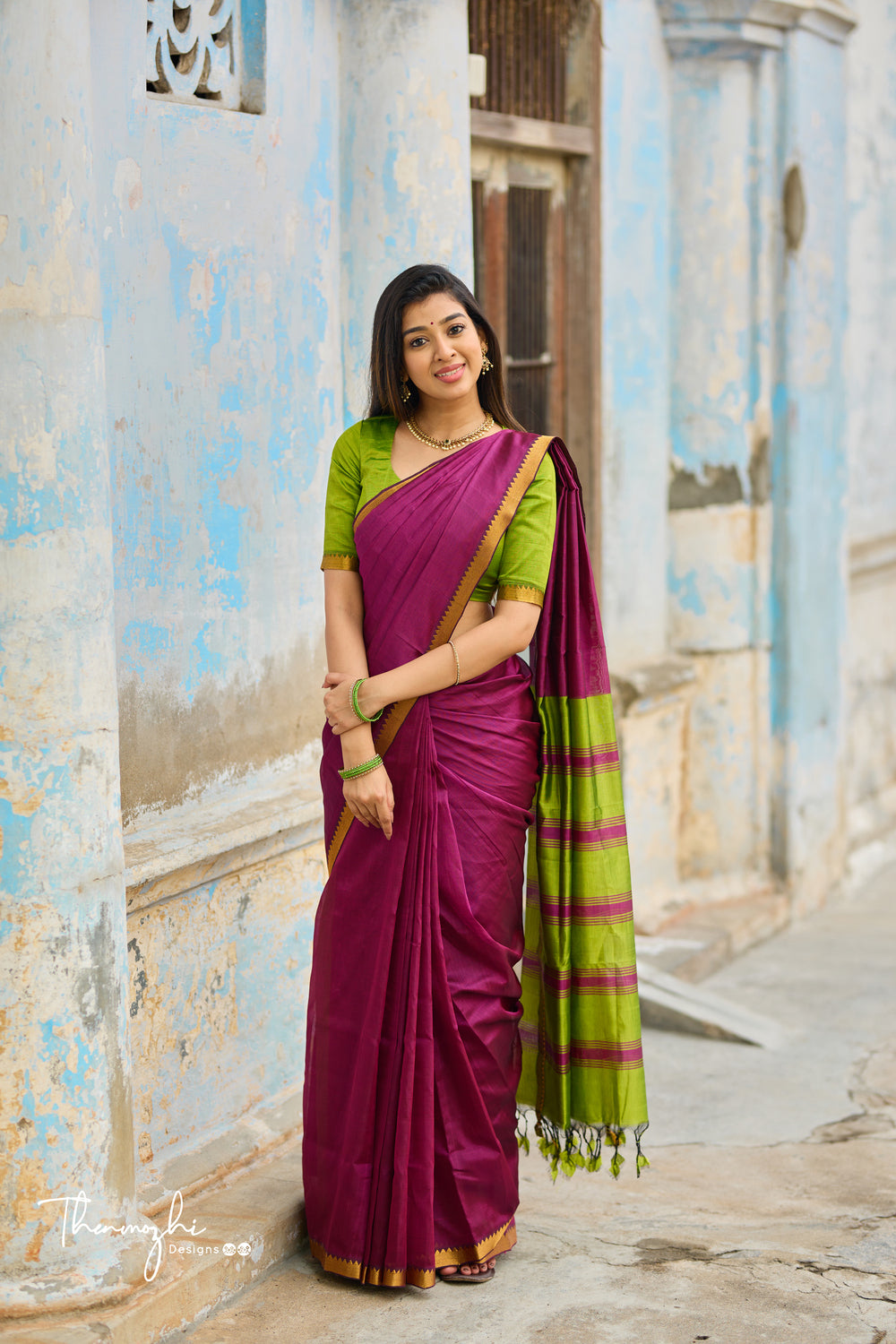 Graceful Lilac Handwoven Mangalagiri Silk Cotton Saree