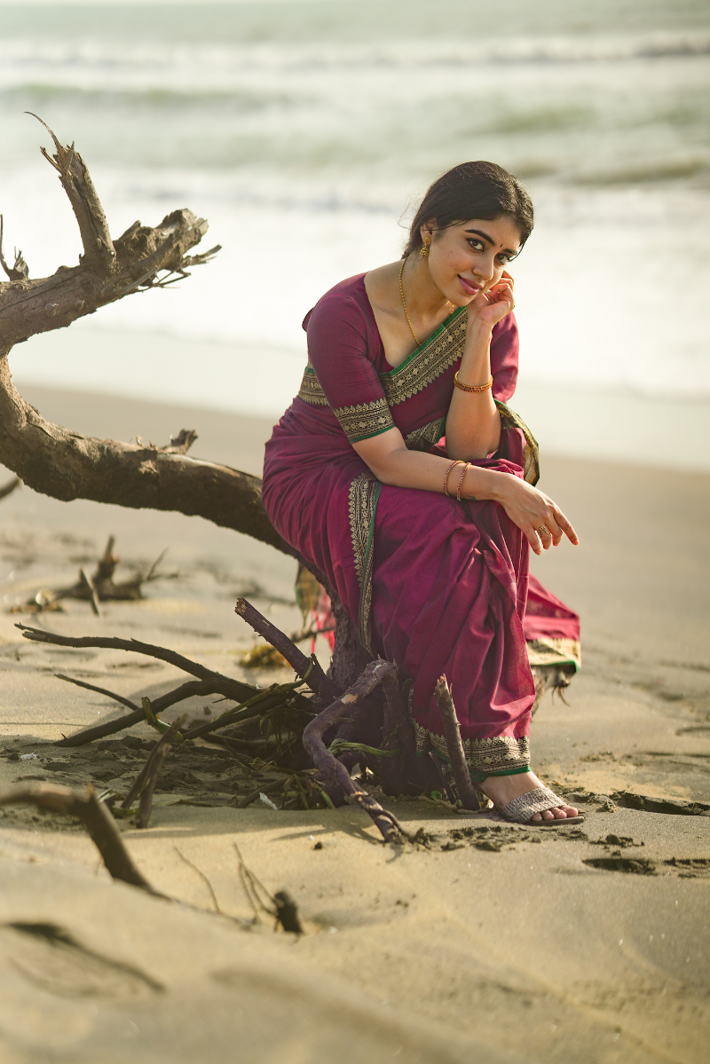 Ramya Maroon & Green Narayanpet Saree