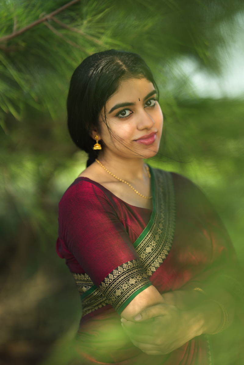 Ramya Maroon & Green Narayanpet Saree