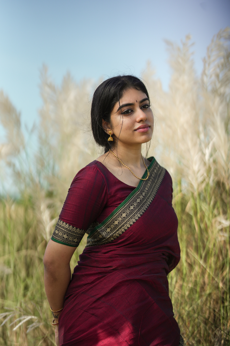 Ramya Maroon & Green Narayanpet Saree