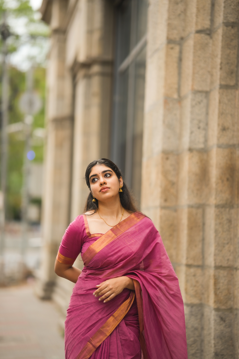 Ramya Ranganathan Pink - Mangalagiri Cotton Saree with Nizam Border