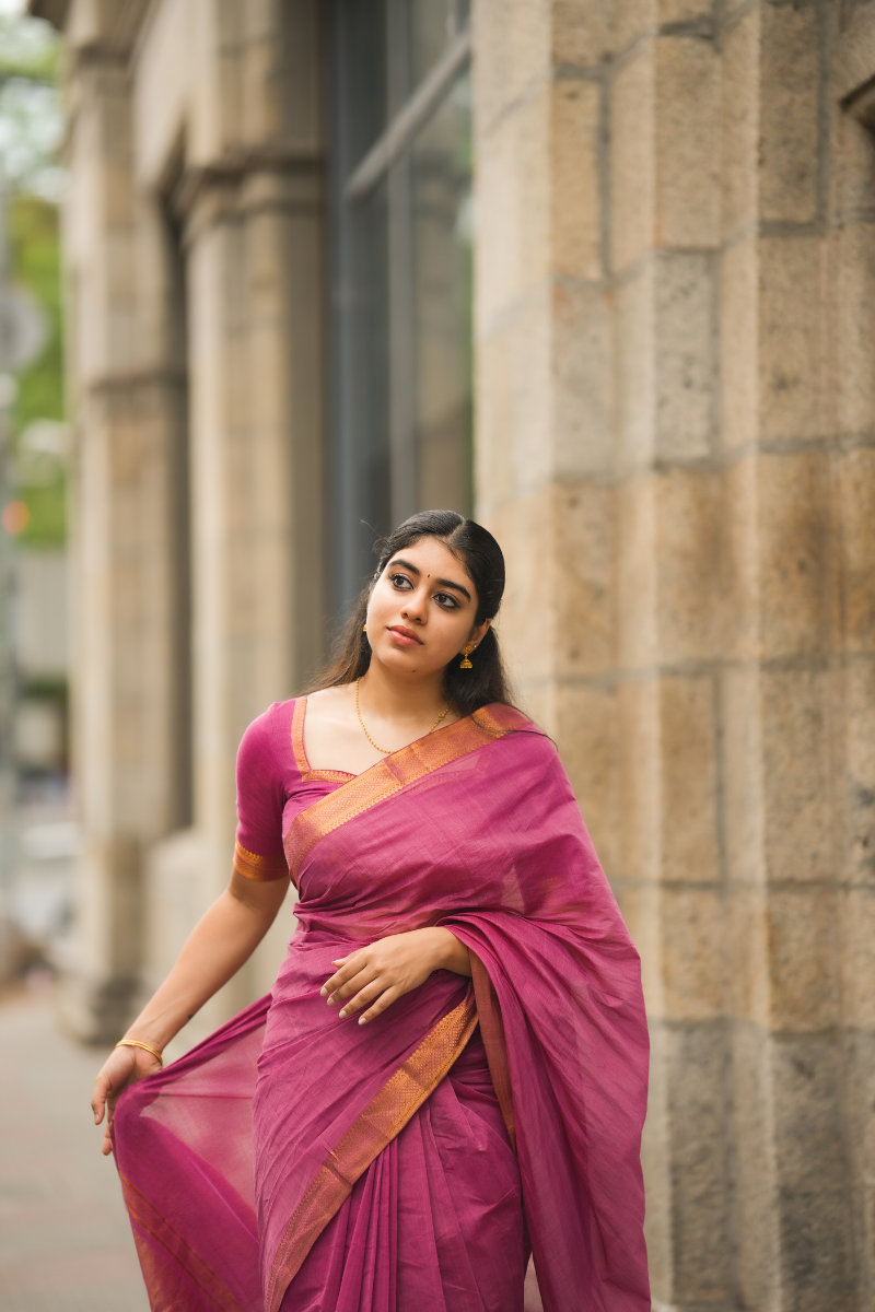 Ramya Ranganathan Pink - Mangalagiri Cotton Saree with Nizam Border