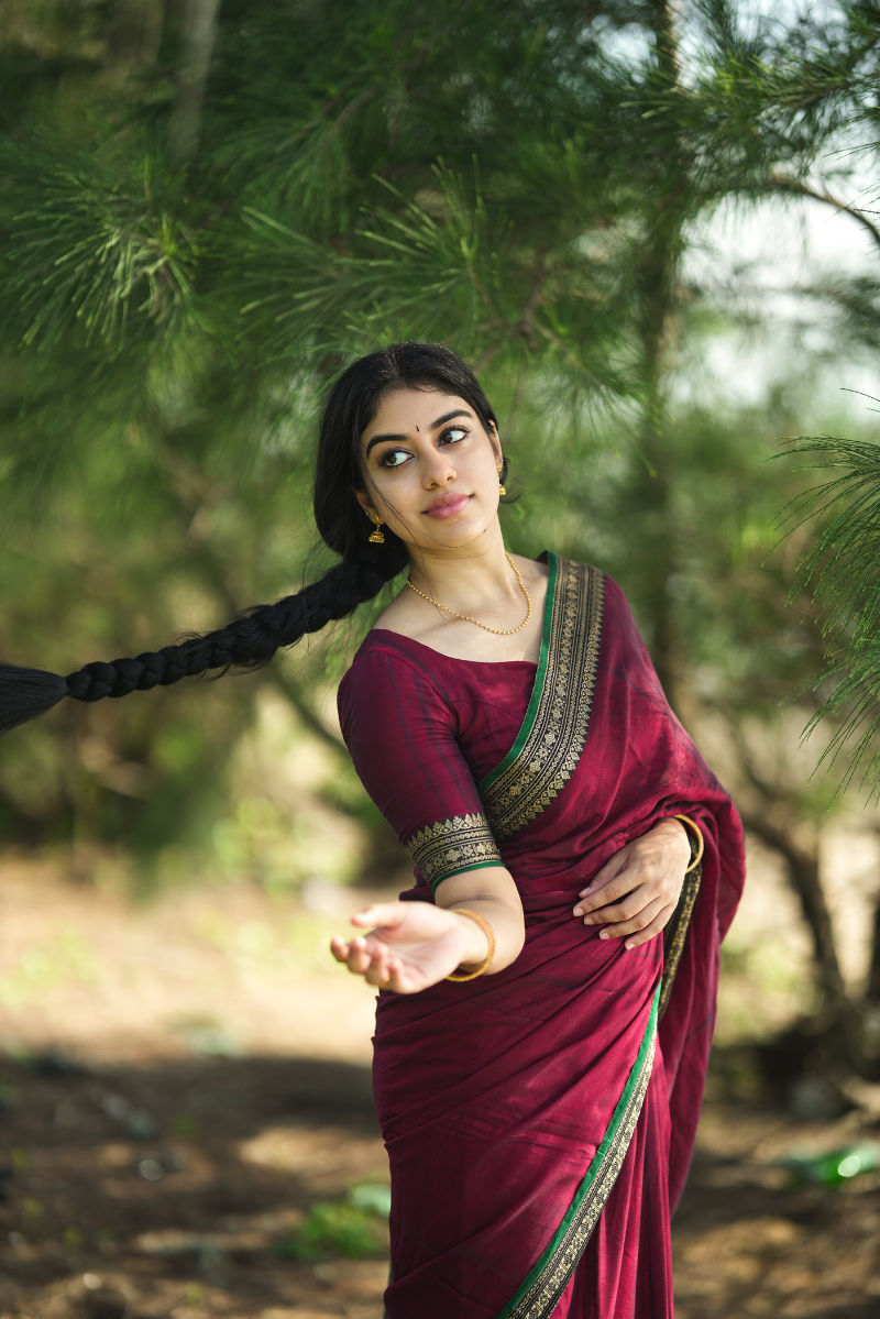 Ramya Maroon & Green Narayanpet Saree