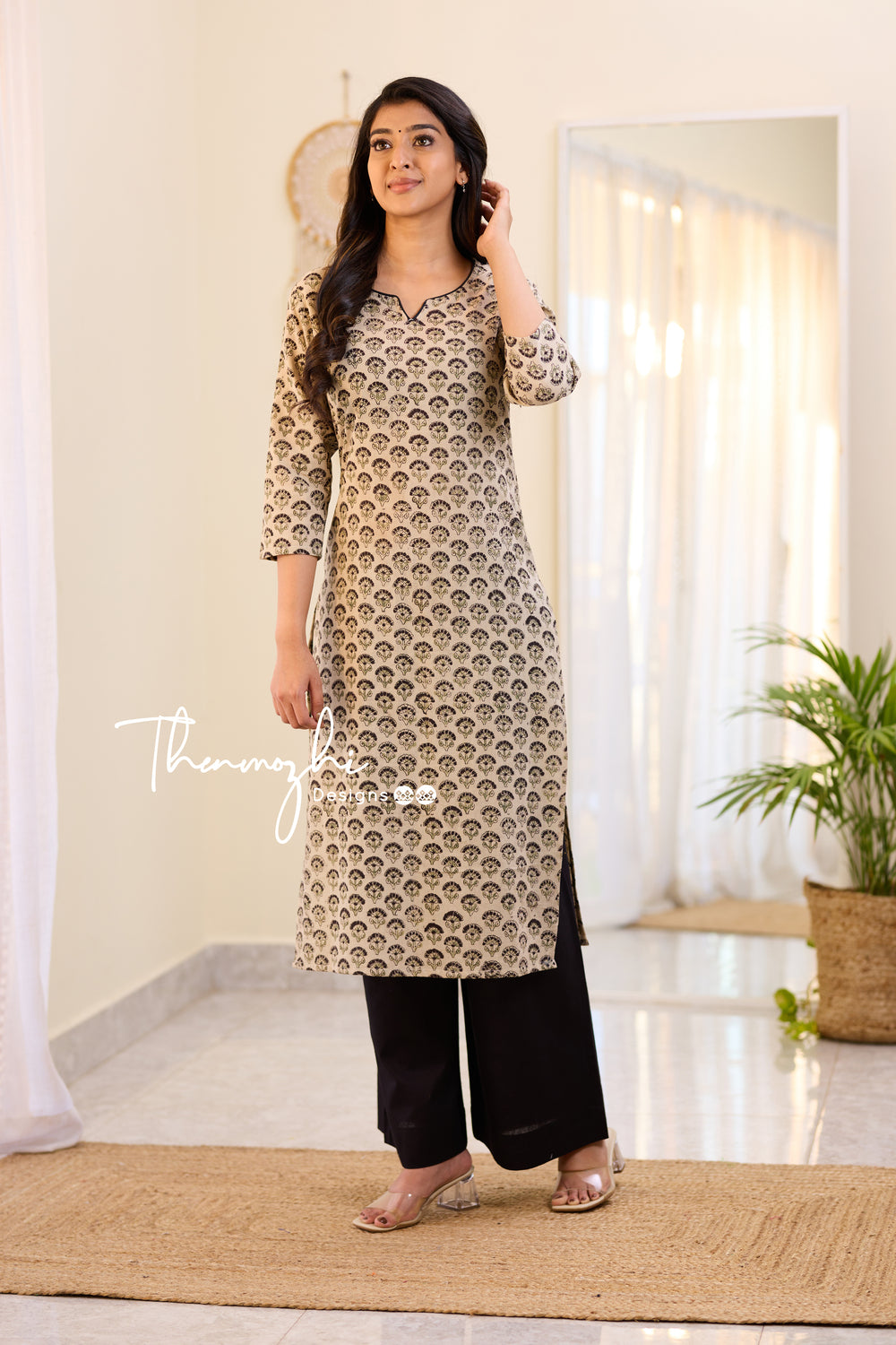 Black Cotton Kurta