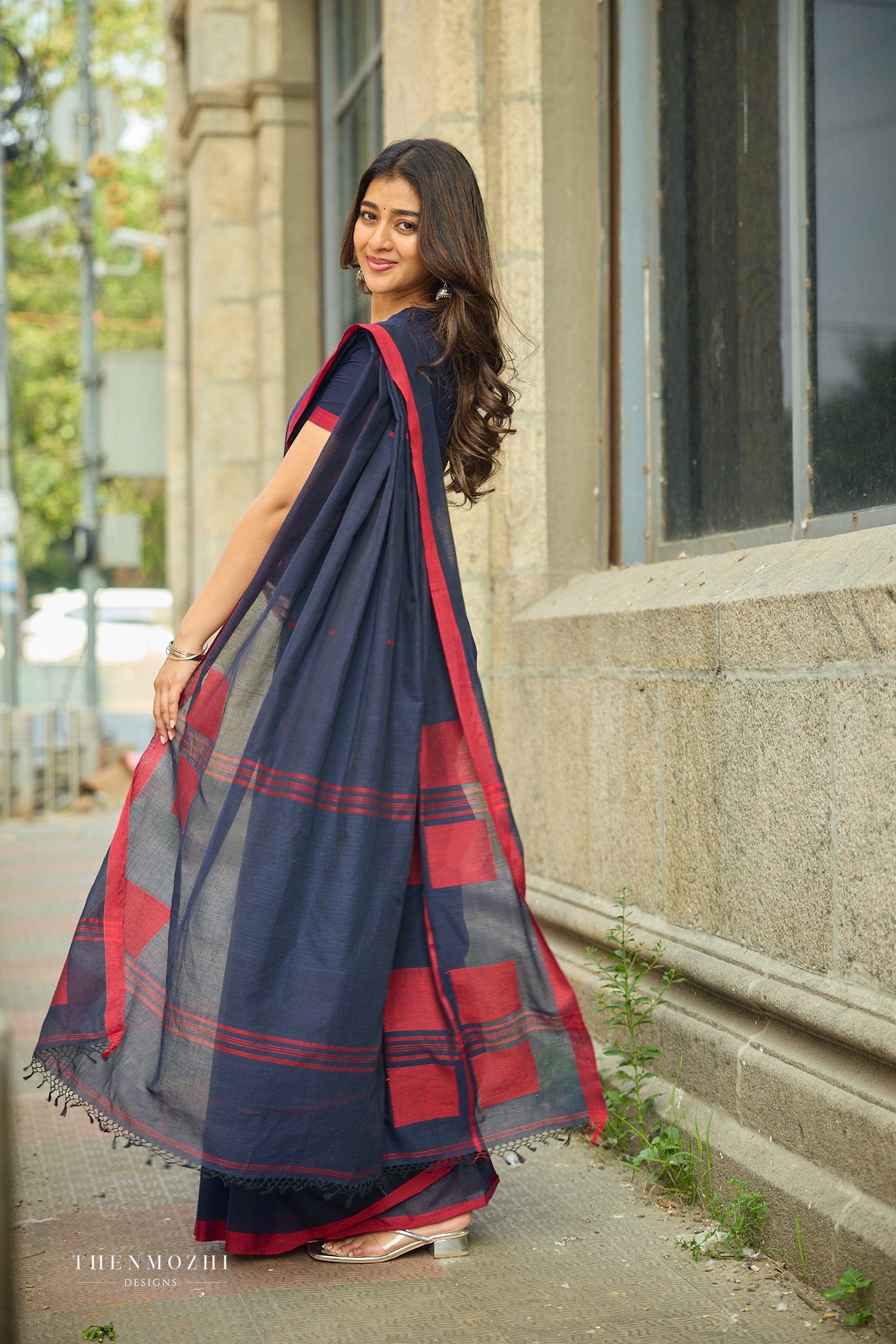 Black Olives Bengal Cotton Saree