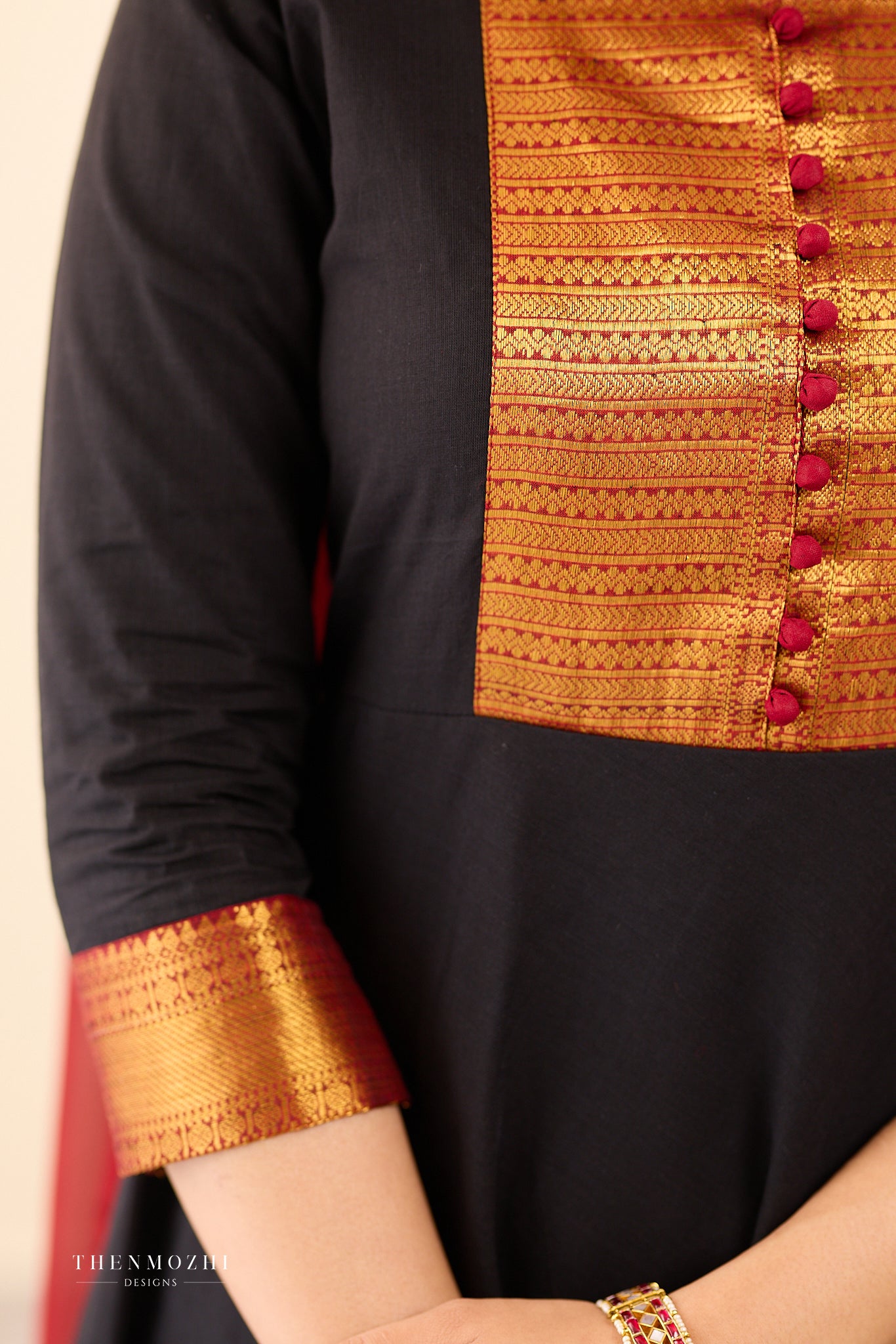 Black and Maroon Chettinad Anarkali