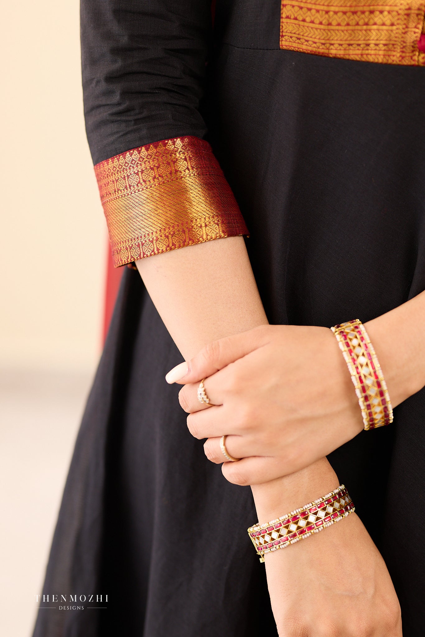 Black and Maroon Chettinad Anarkali