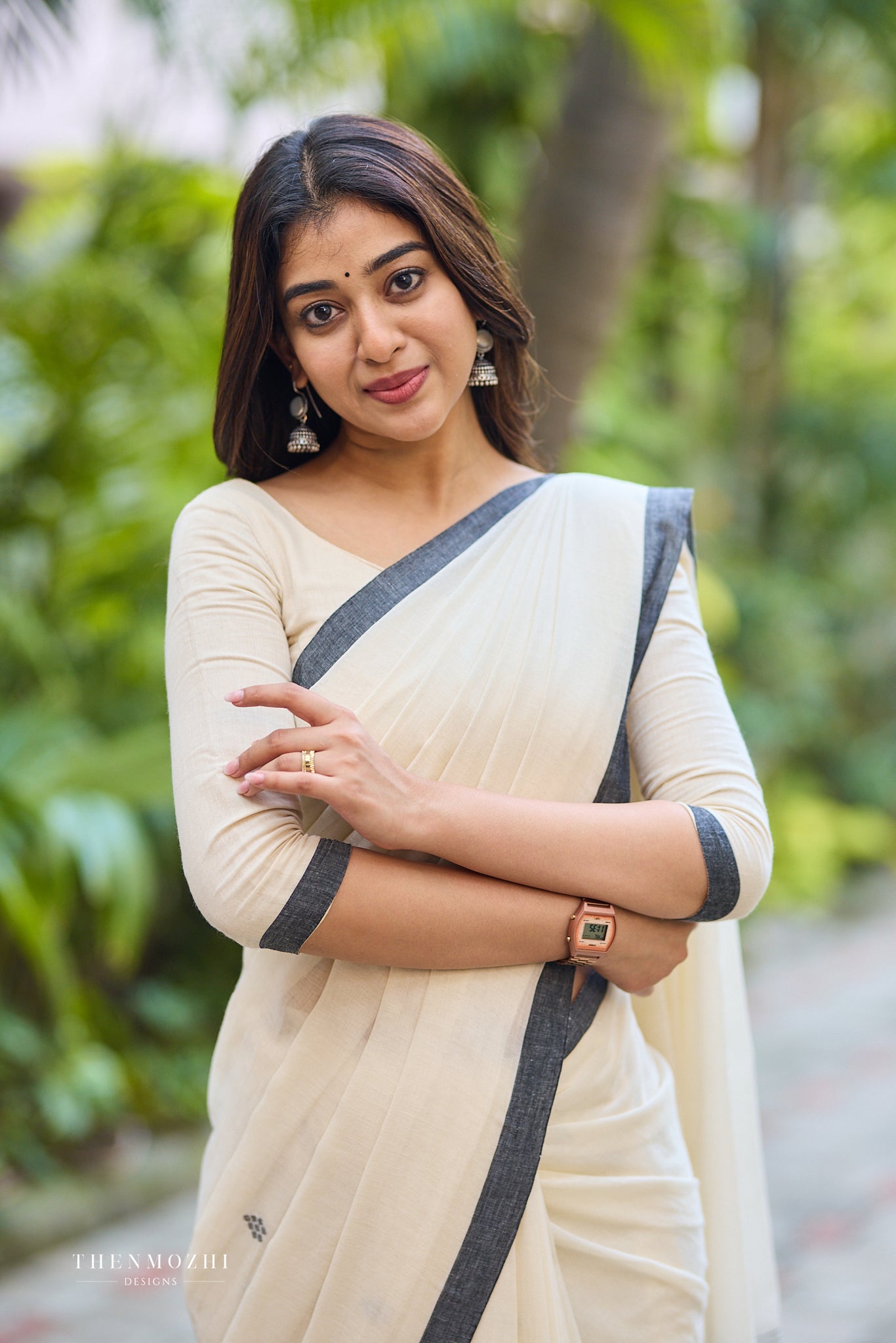 White Feather Bengal Cotton Saree