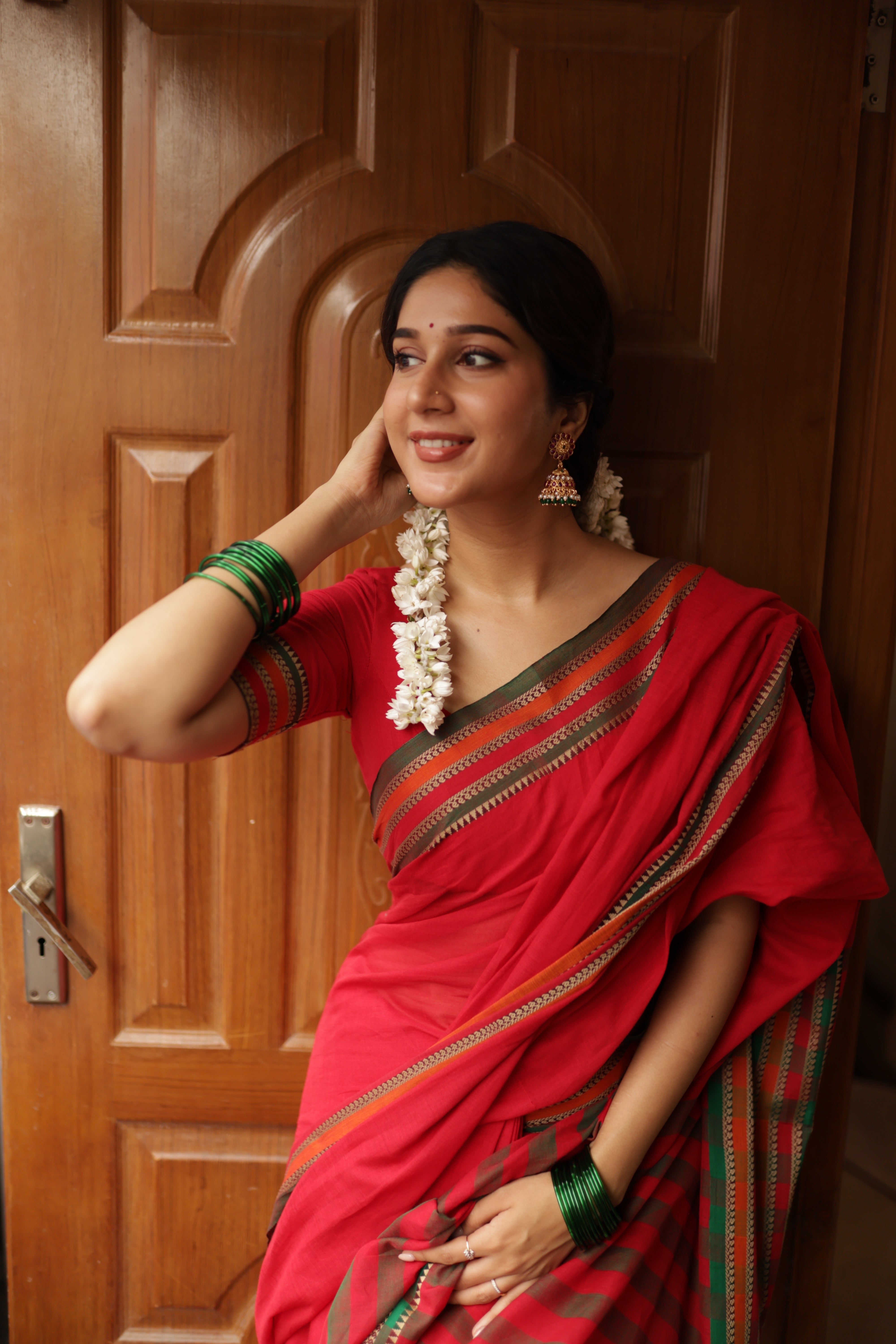 Red Narayanpet Big Border Saree