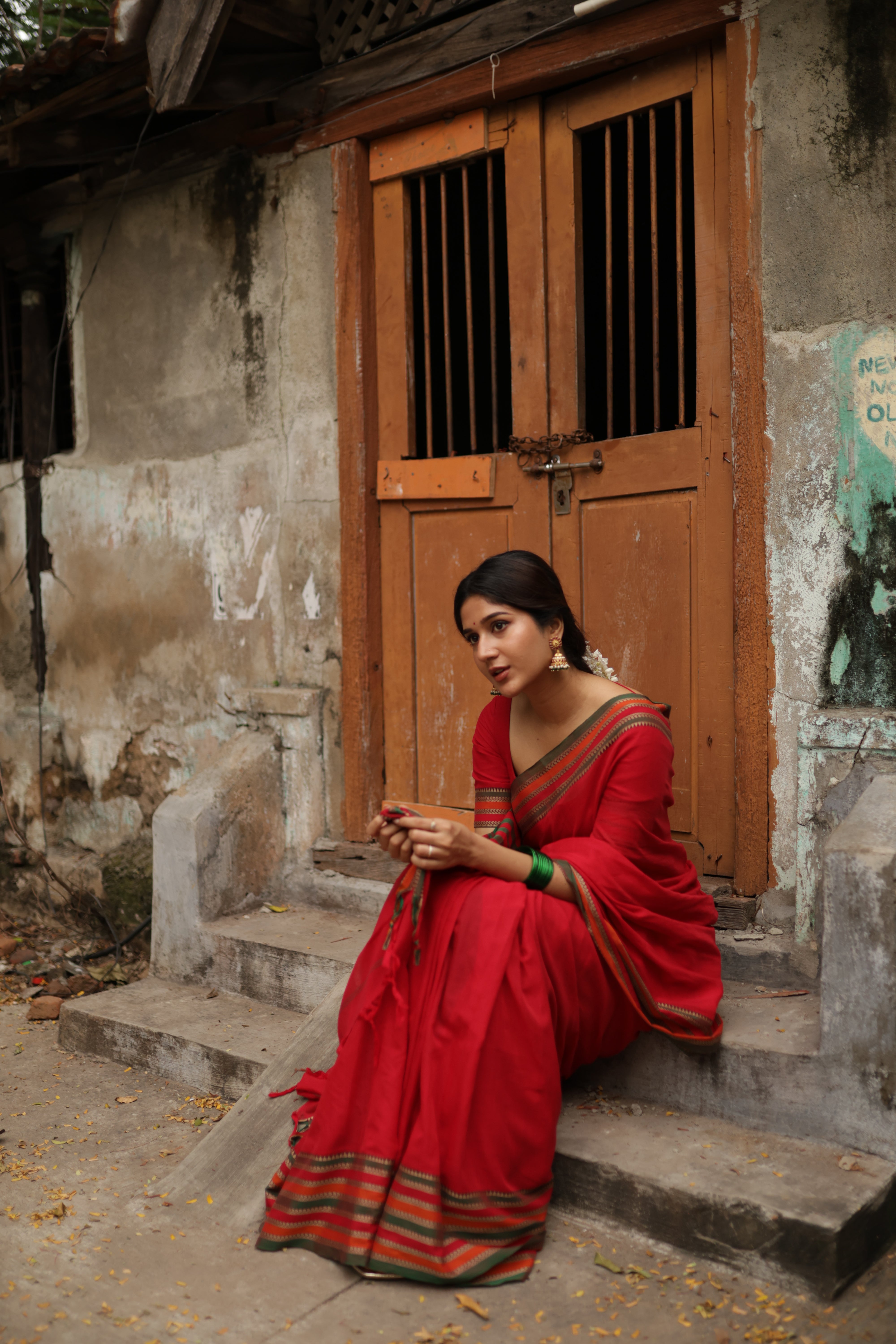 Red Narayanpet Big Border Saree