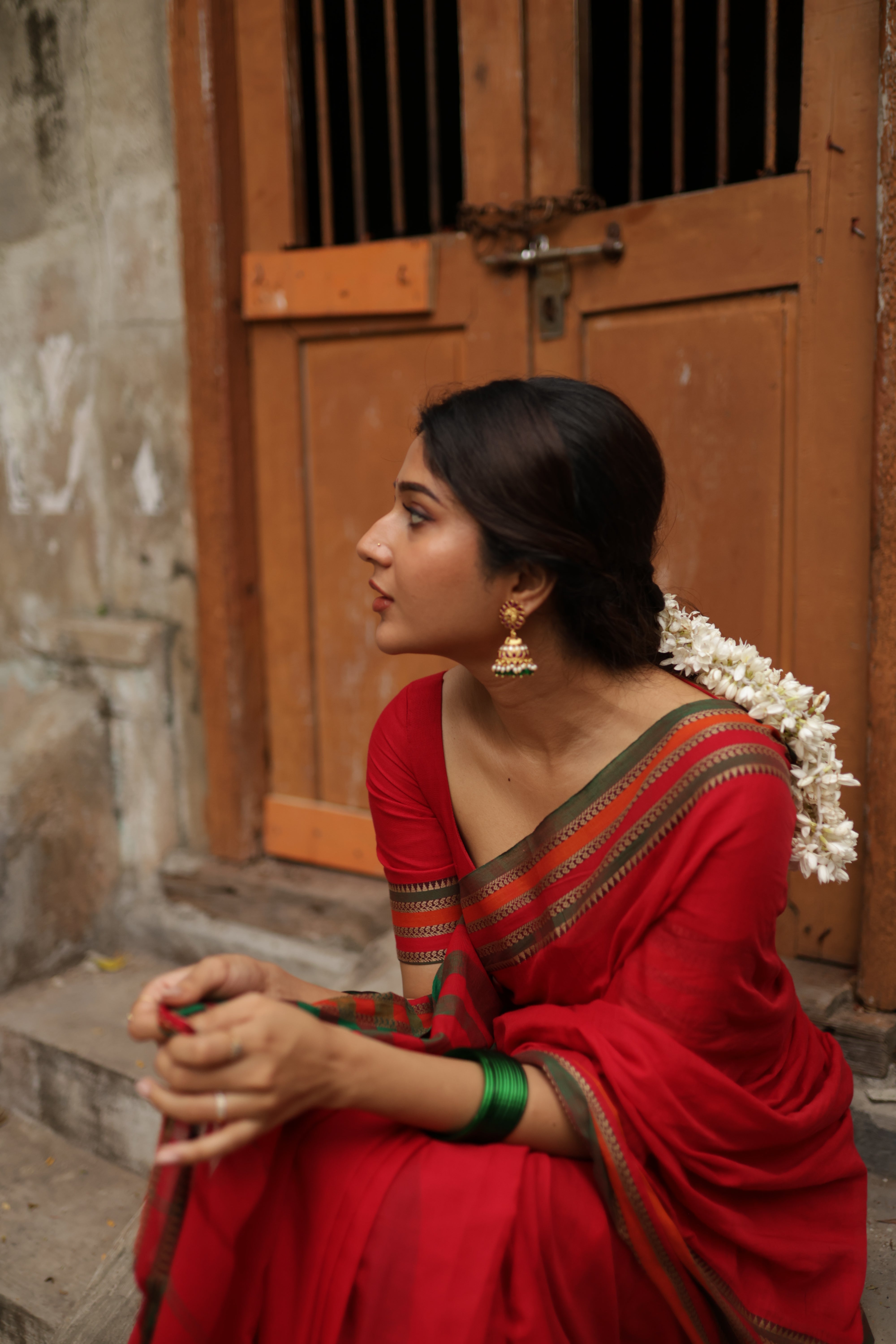 Red Narayanpet Big Border Saree