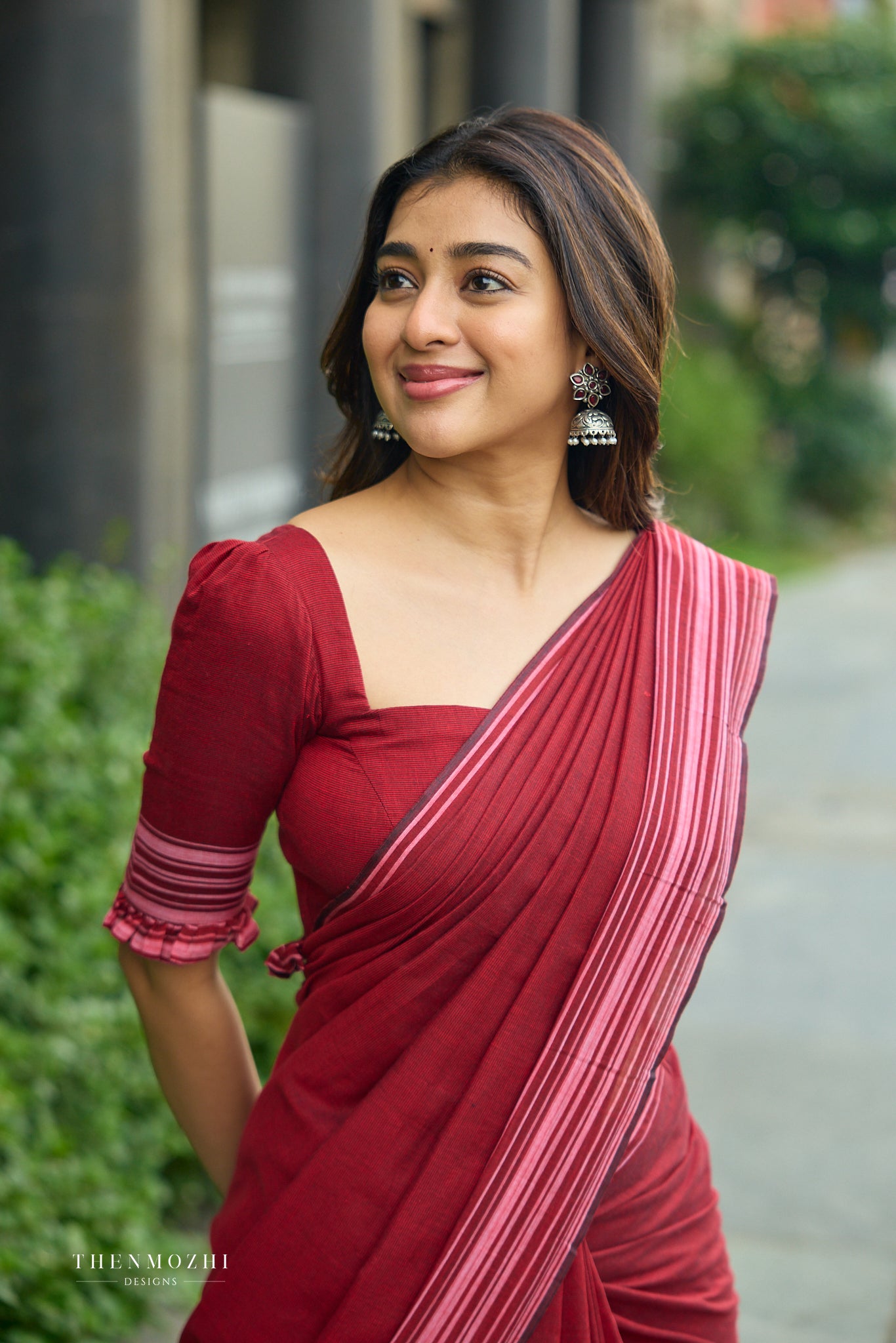 Cranberry Red Bengal Cotton Saree