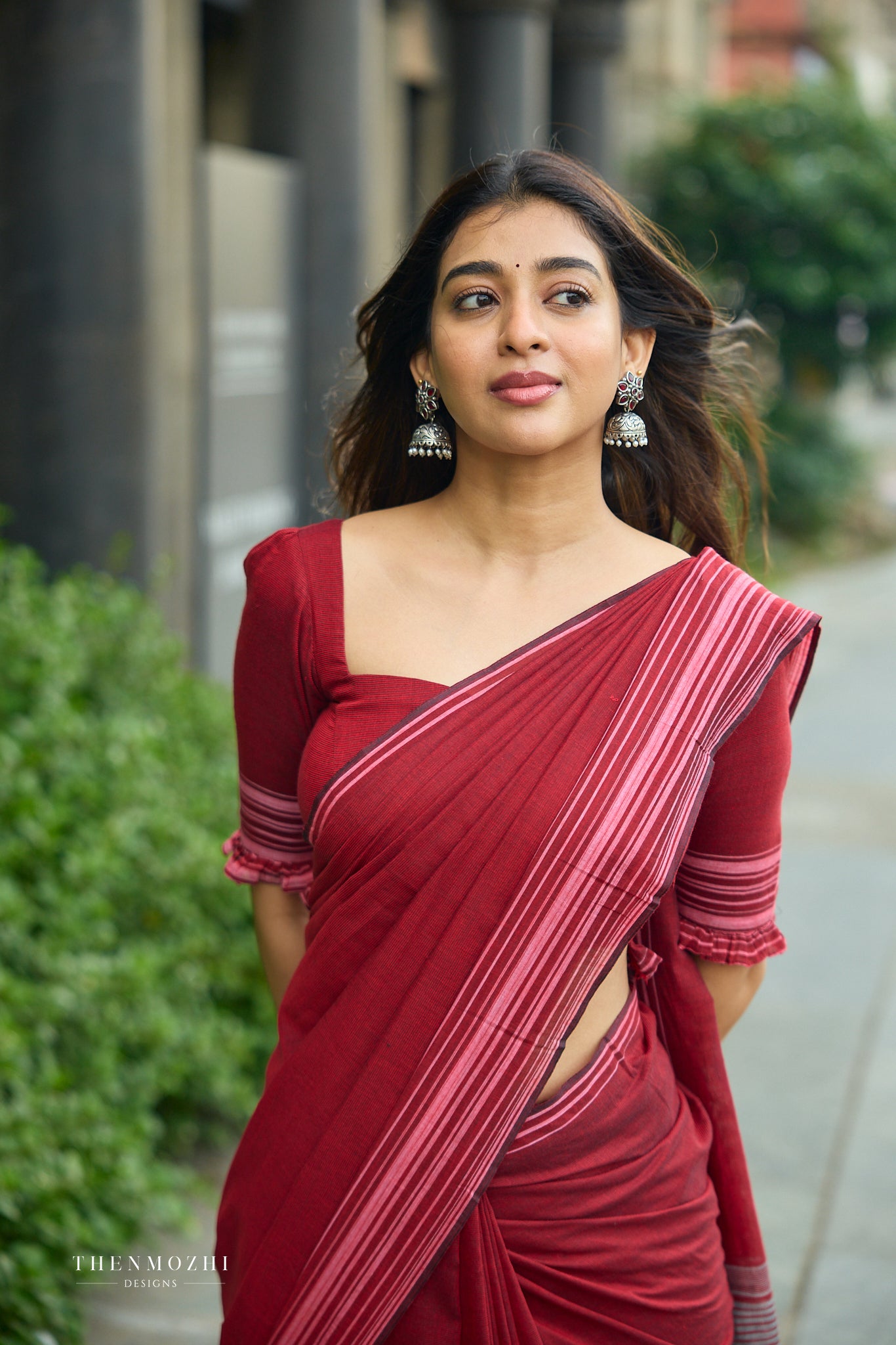 Cranberry Red Bengal Cotton Saree