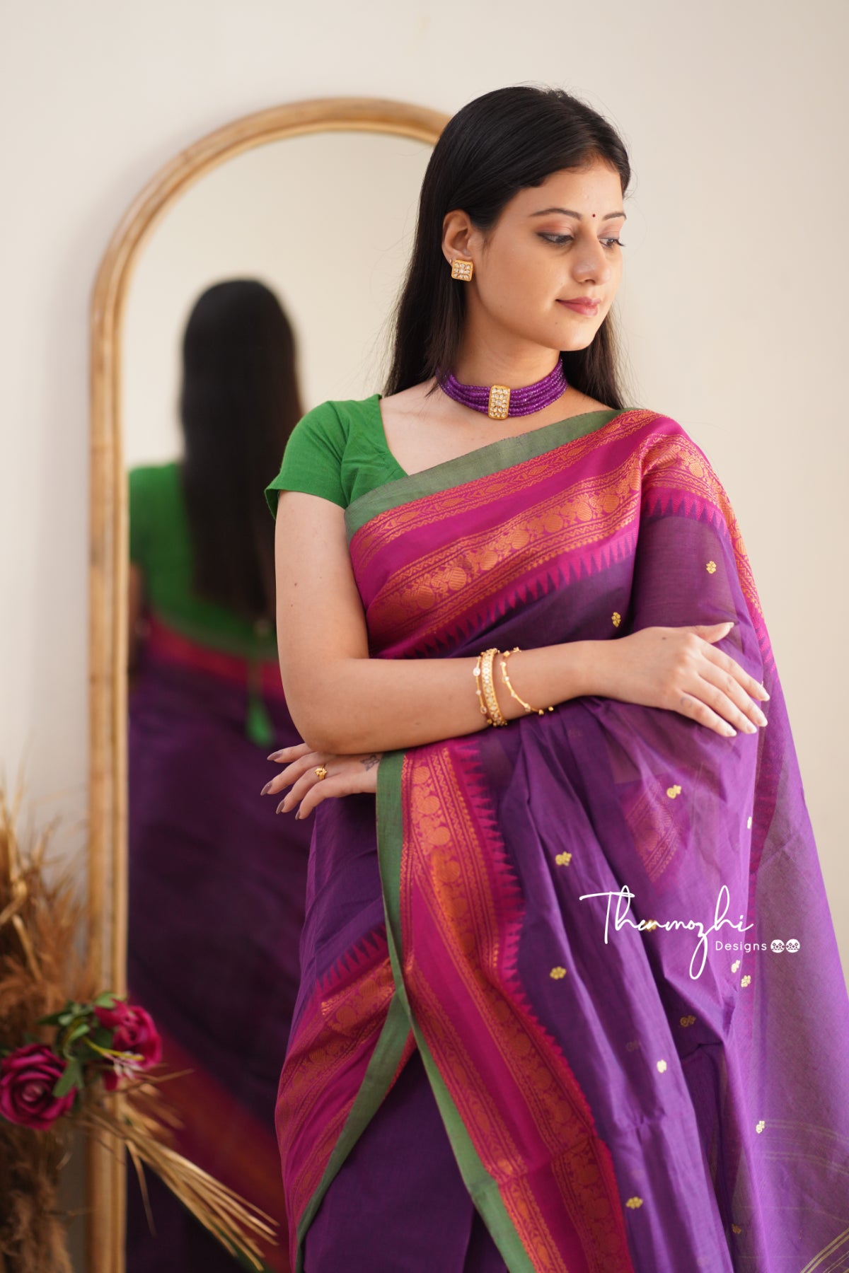 Nithya Kalyani - Blue Chettinad Cotton Saree