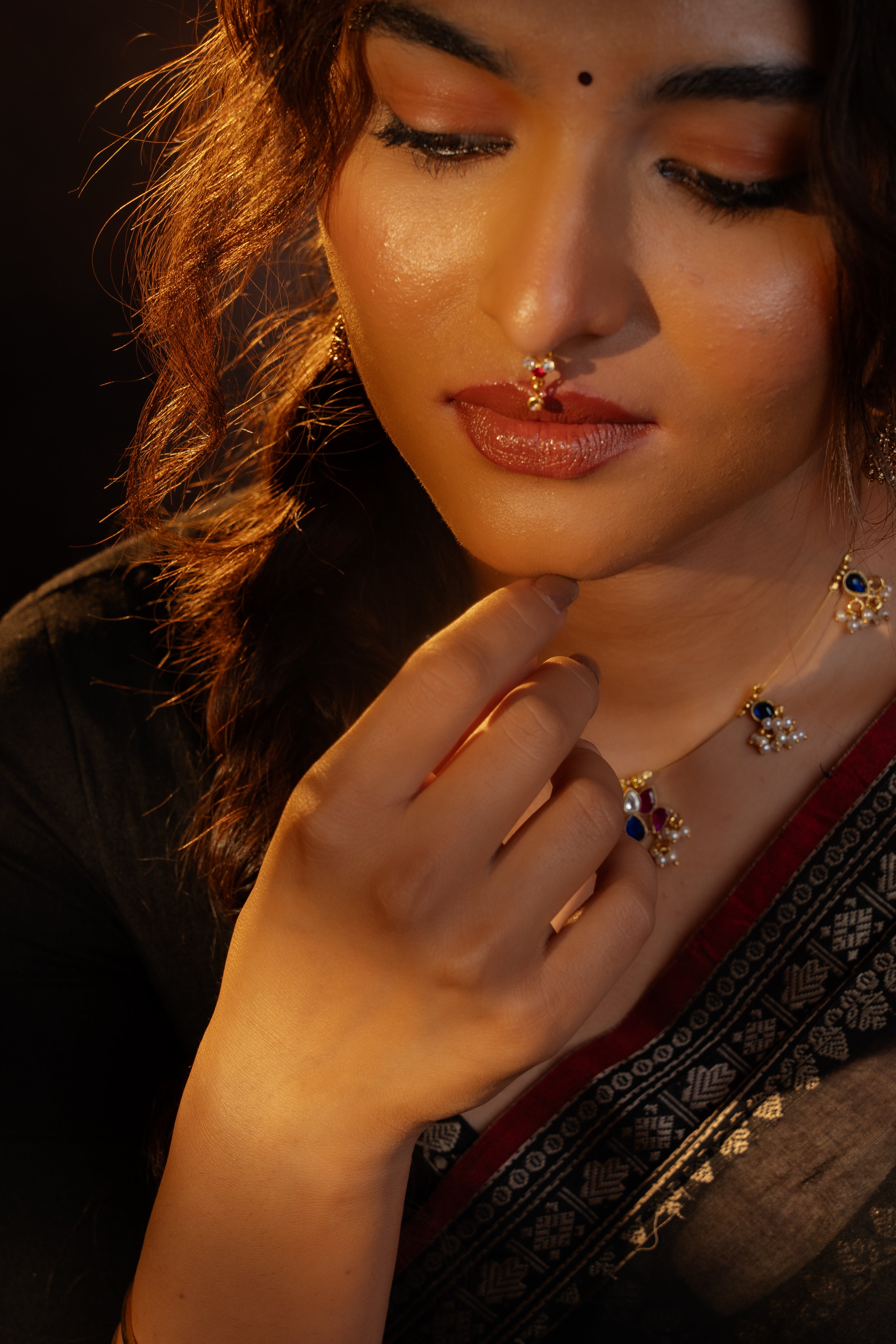 Kayadu Lohar Black & Red Narayanpet Saree