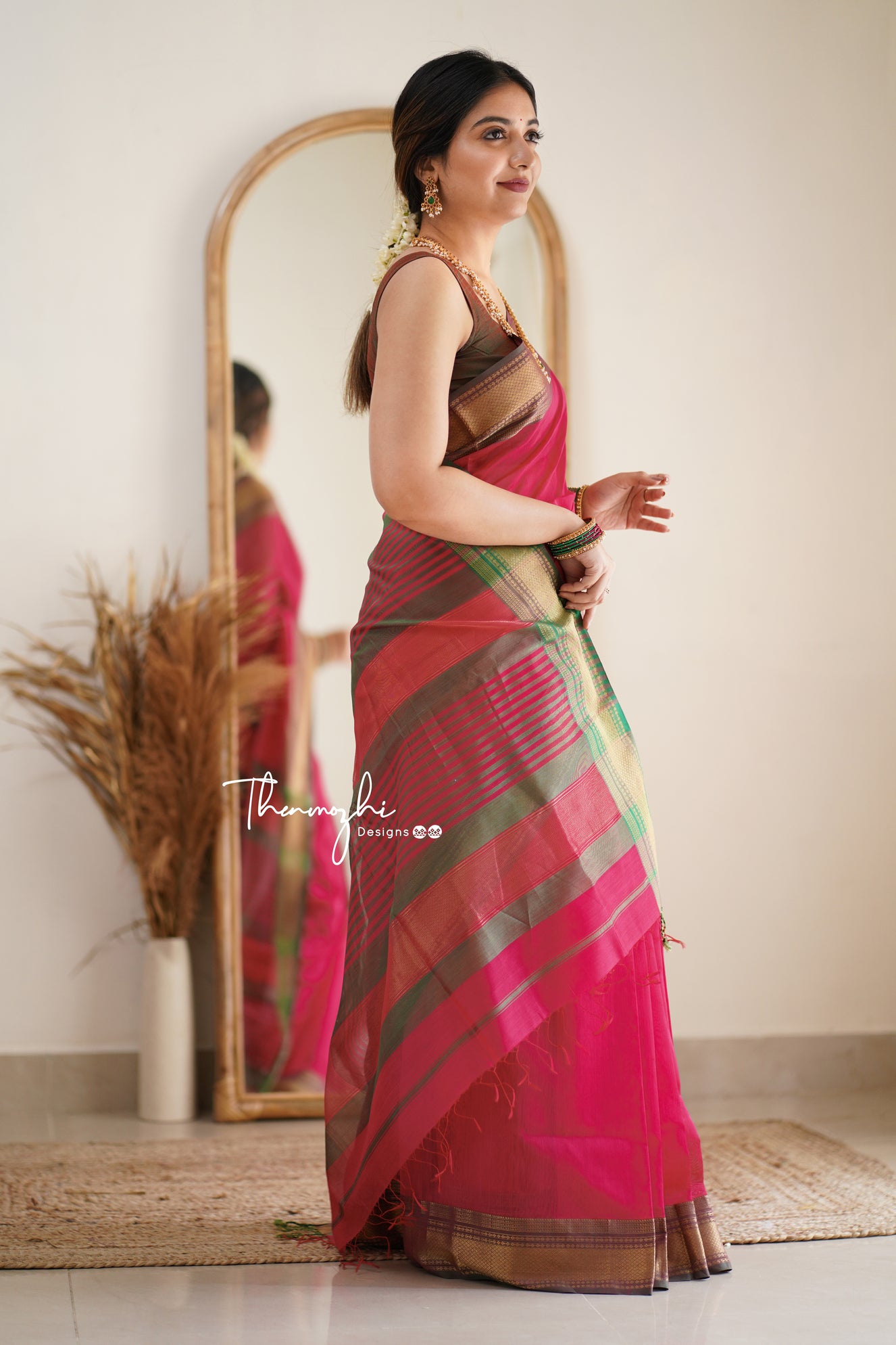 Diva (Pink) - Maheshwari Silk Cotton Handloom Saree