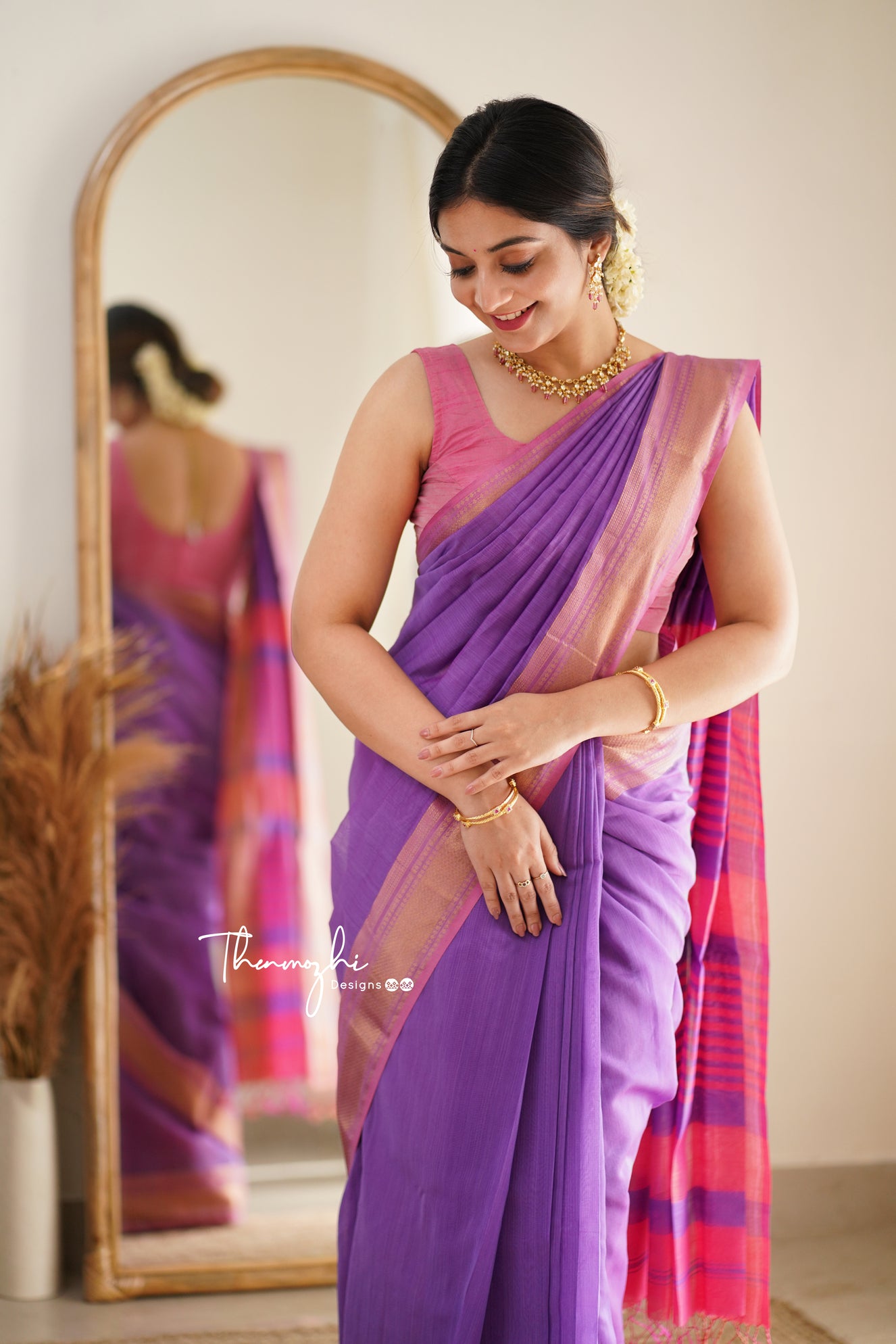 Diva (Lavendar) Maheshwari Silk Cotton Handloom  Saree