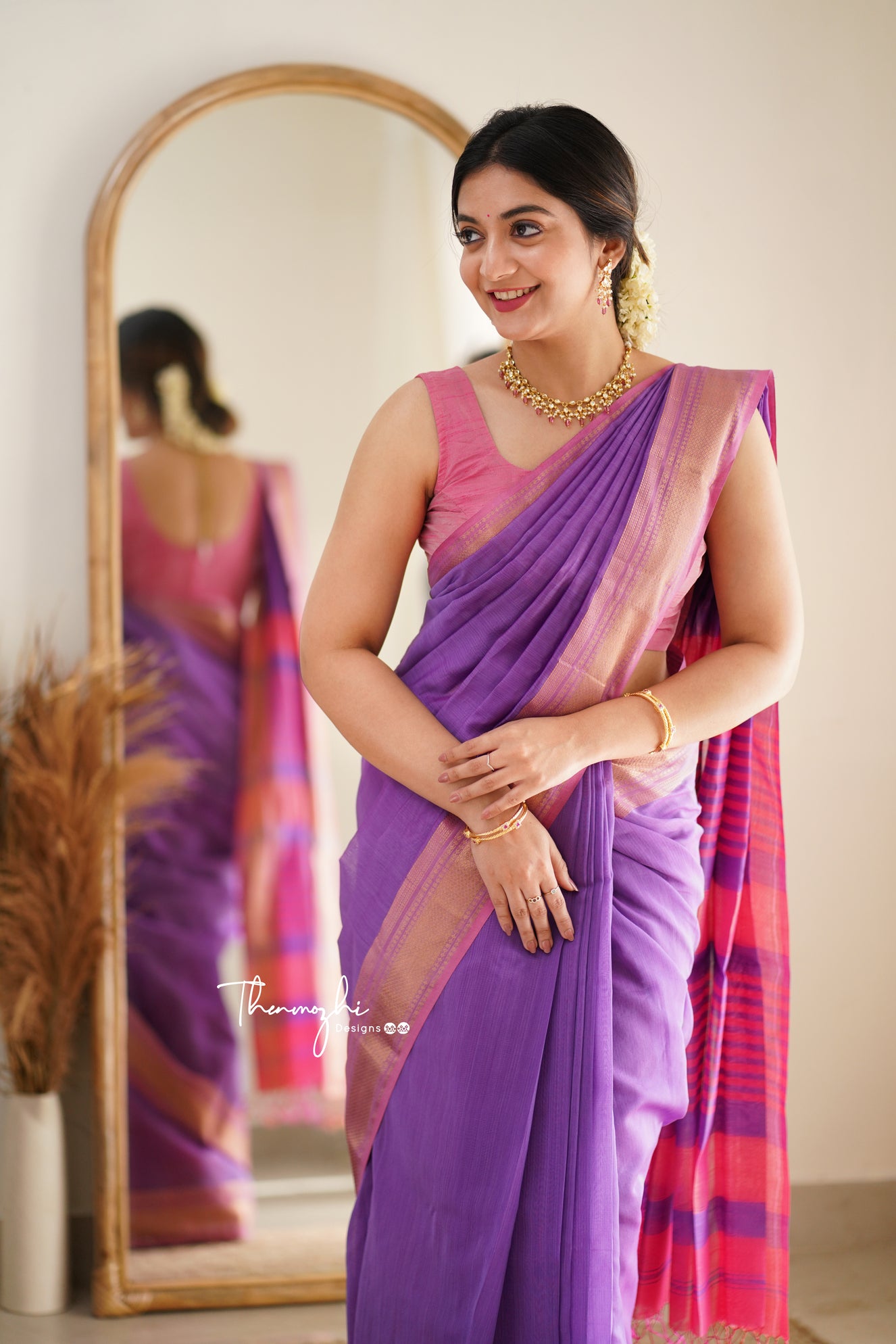 Diva (Lavendar) Maheshwari Silk Cotton Handloom  Saree