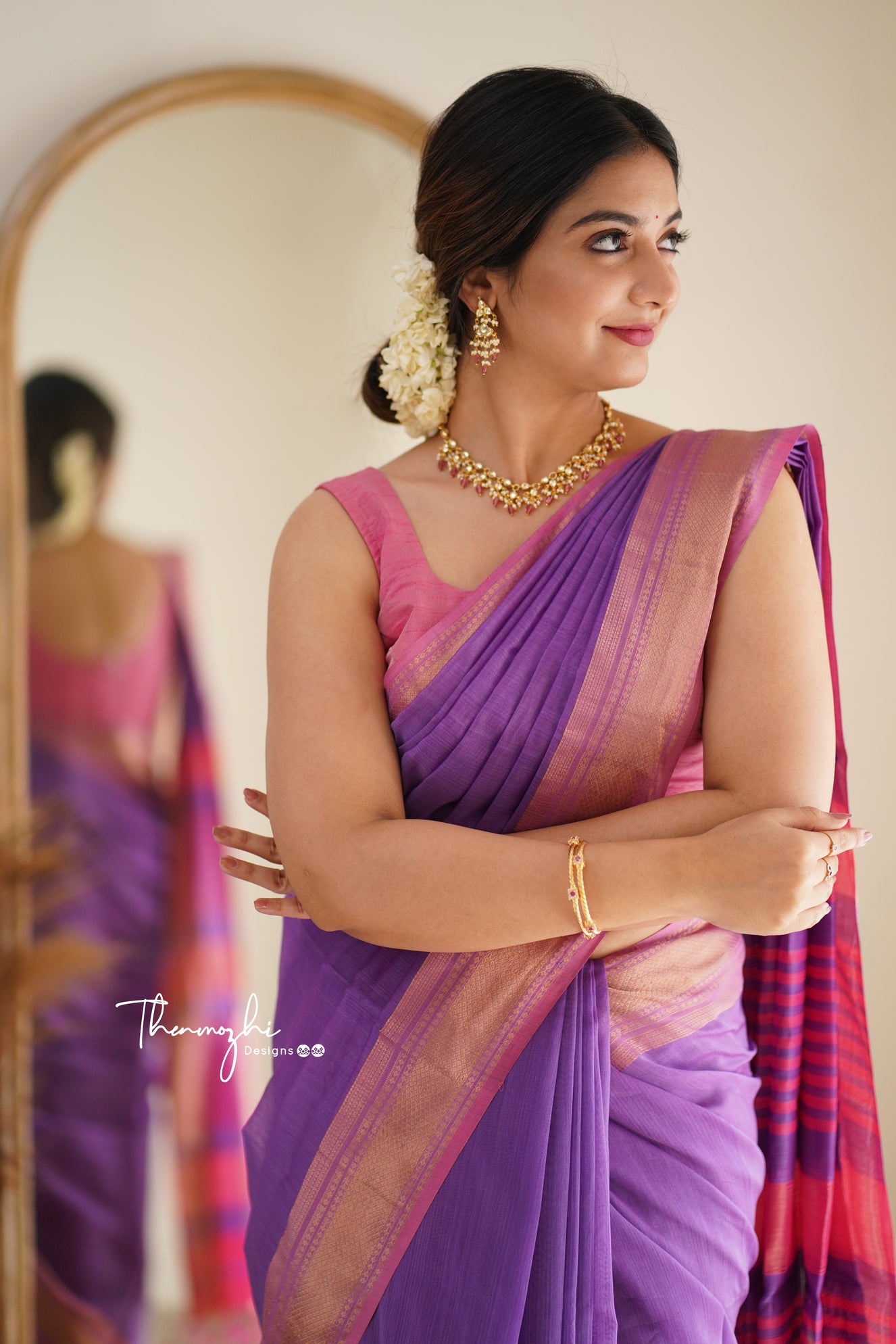 Diva (Lavendar) Maheshwari Silk Cotton Handloom  Saree