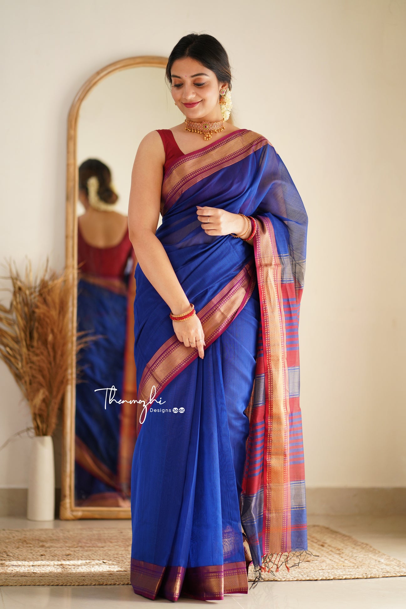 Diva (Royal Blue) Maheshwari Silk Cotton Handloom Saree