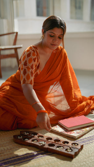 Aparna Balamurali (Orange Dove) - Orange Mangalagiri Plain Cotton Saree