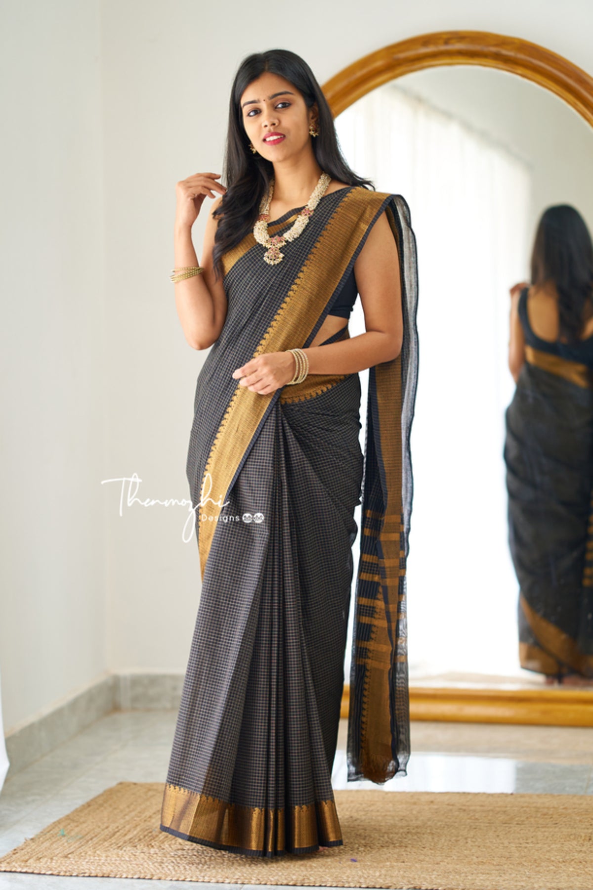 Kajal - Black Chettinad Cotton Saree
