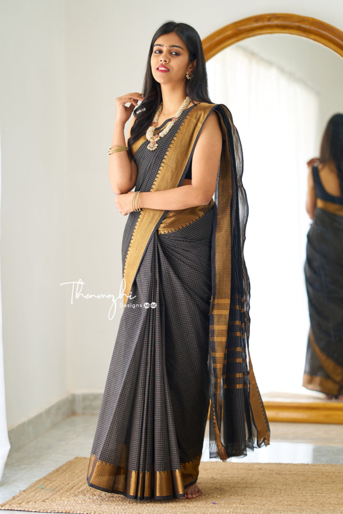 Kajal - Black Chettinad Cotton Saree