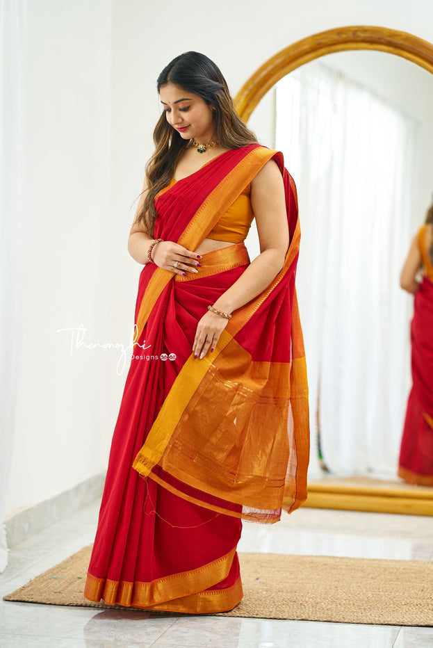 Red (Zari Border)