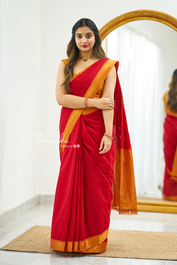 Red (Zari Border)