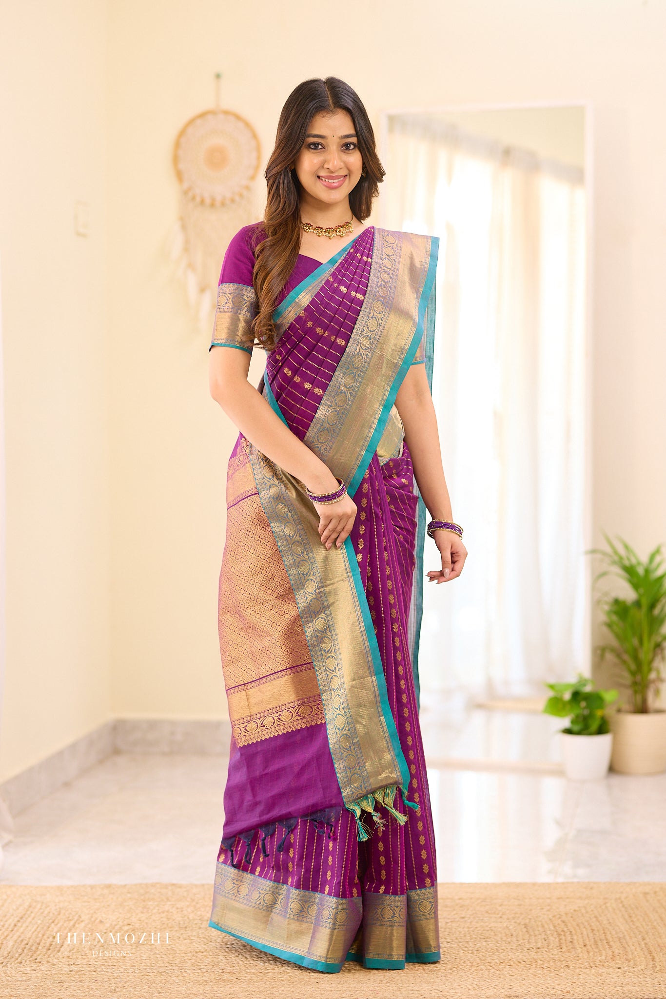 Dark Orchid Chettinad Cotton Saree