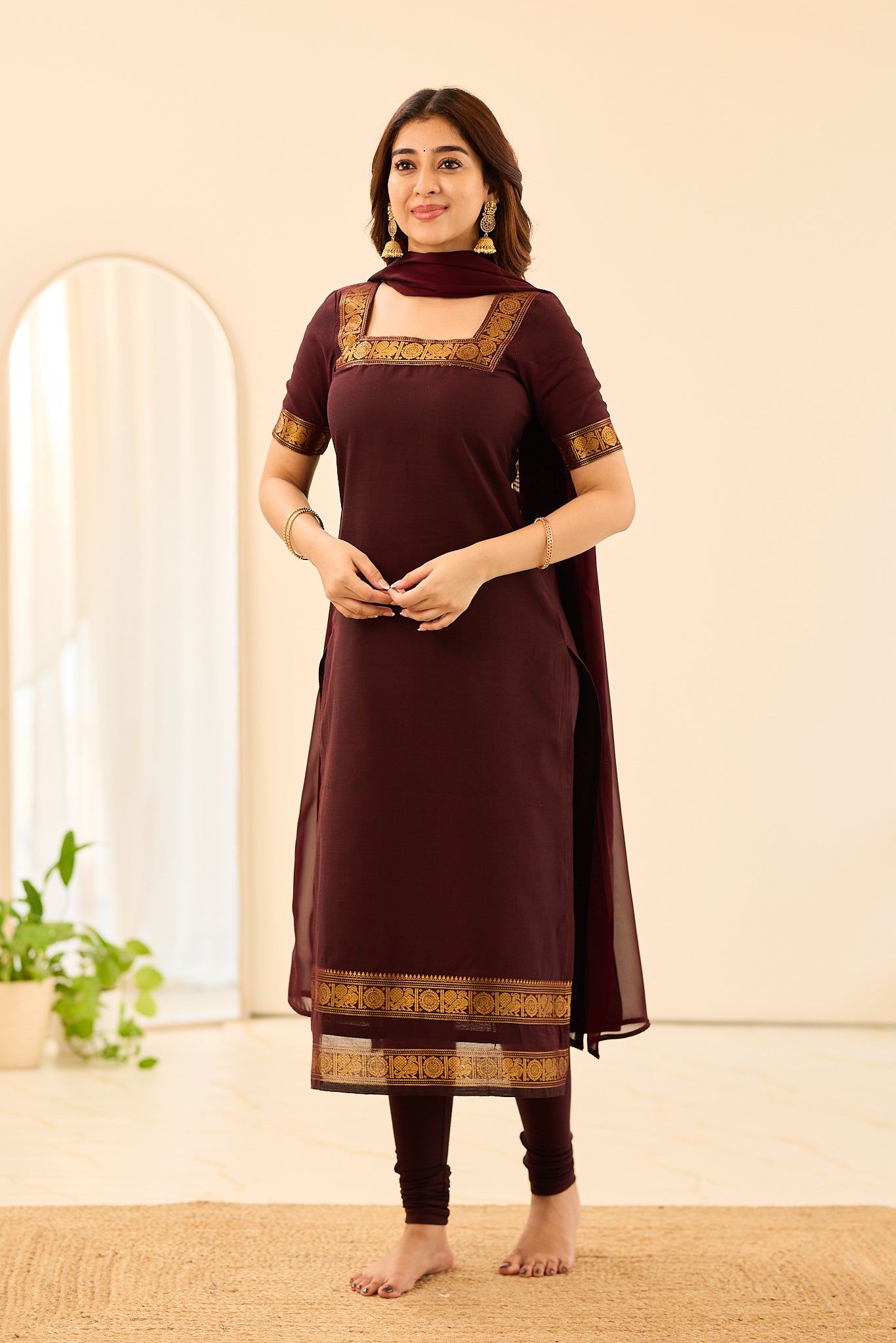 Deep Royal Brown Chettinad Cotton Salwar