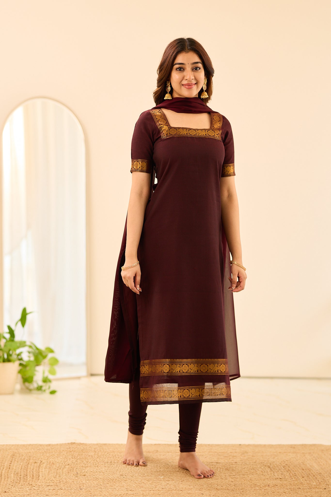 Deep Royal Brown Chettinad Cotton Salwar