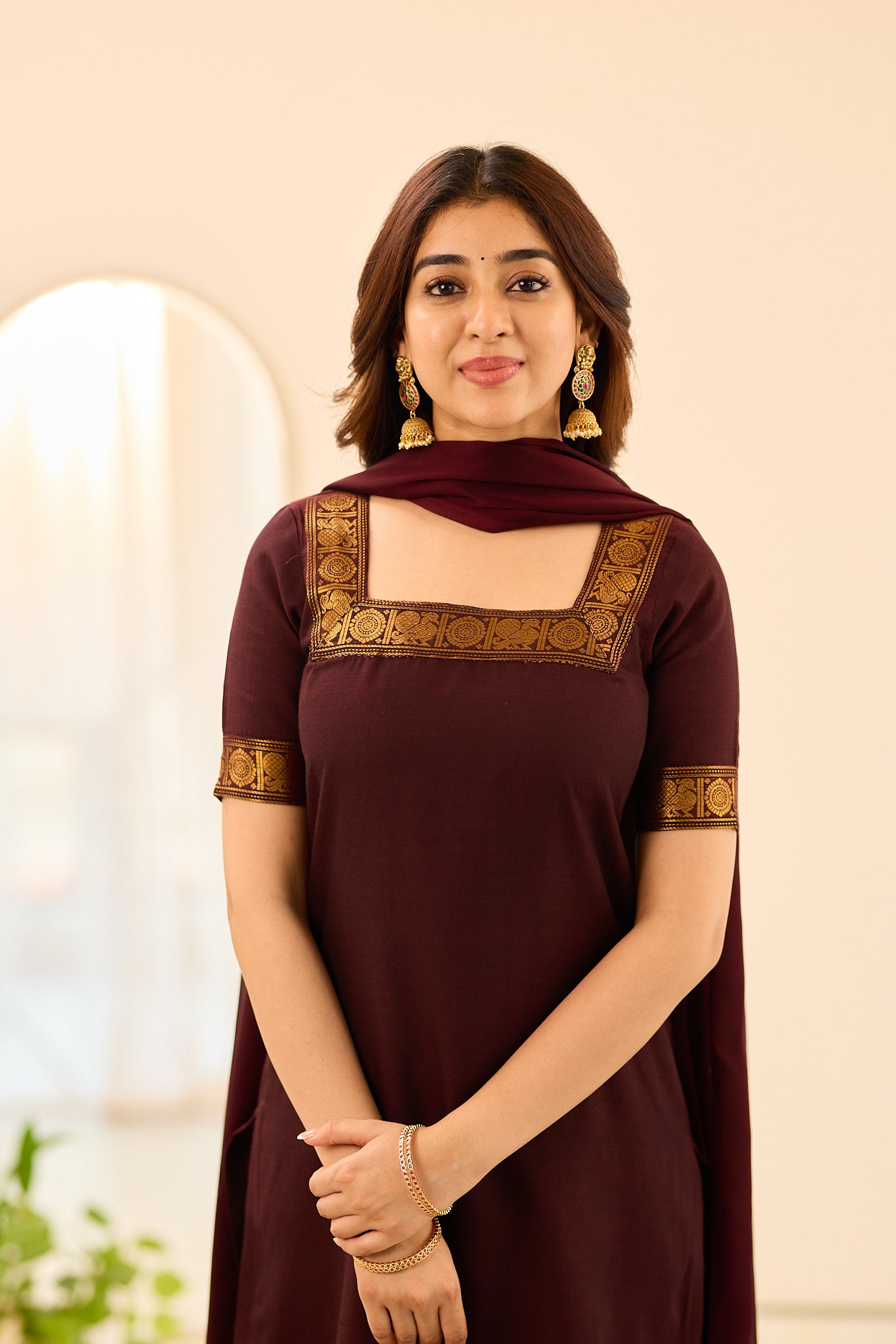 Deep Royal Brown Chettinad Cotton Salwar