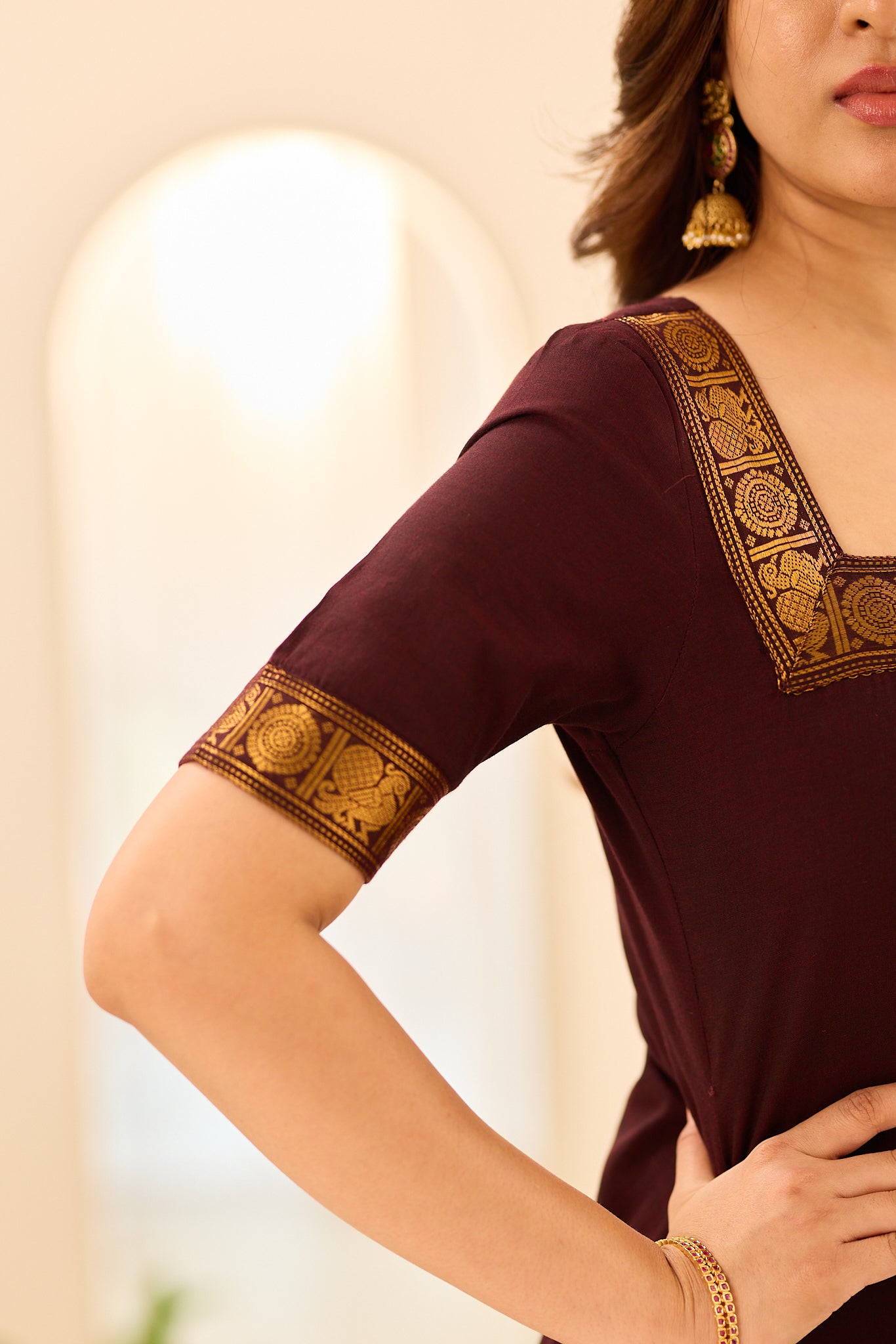 Deep Royal Brown Chettinad Cotton Salwar