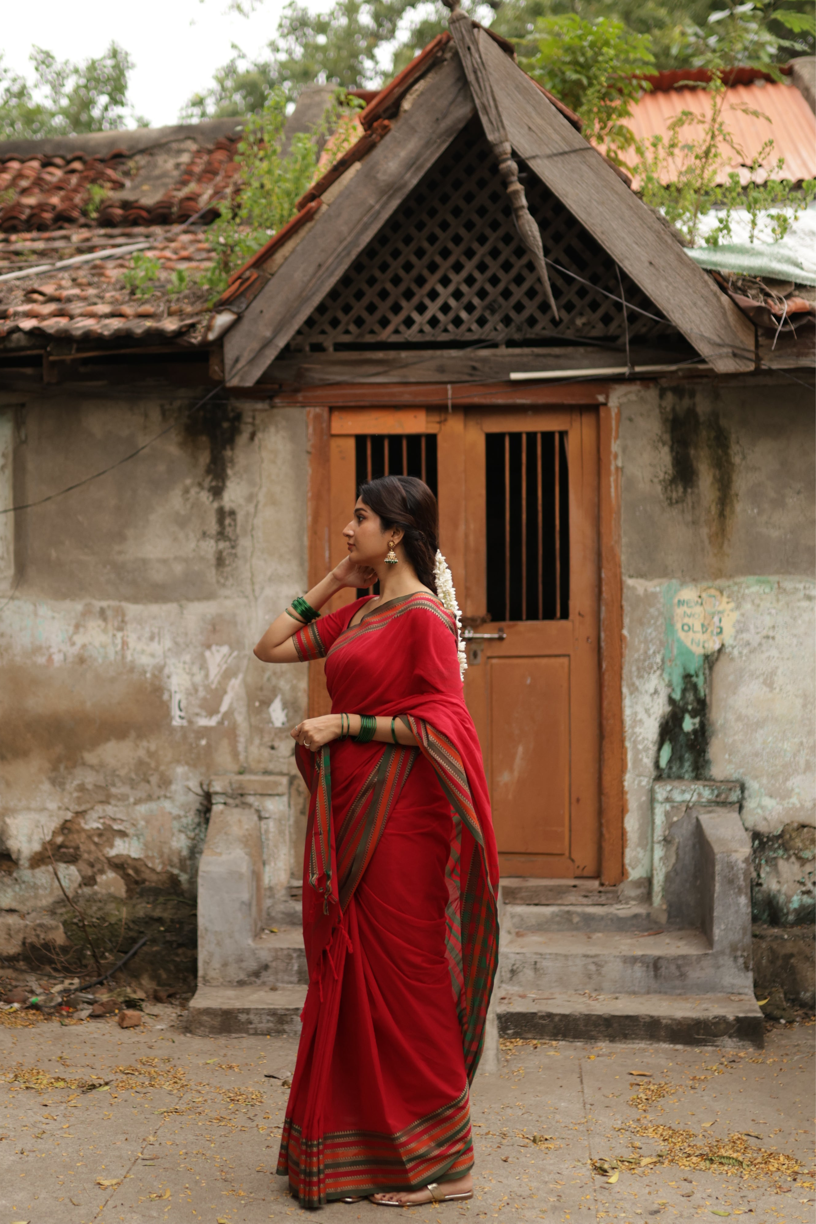Red Narayanpet Big Border Saree