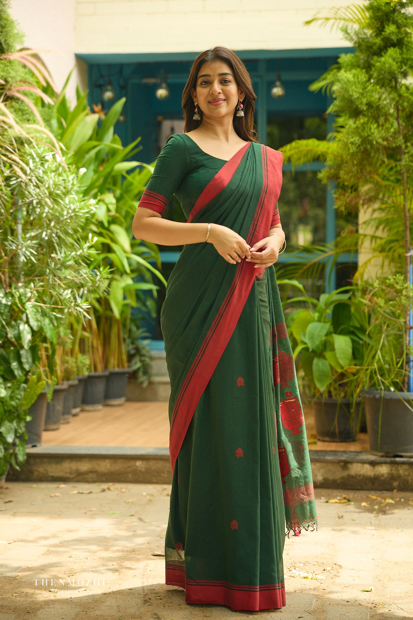 Emerald Green Bengal Cotton Saree