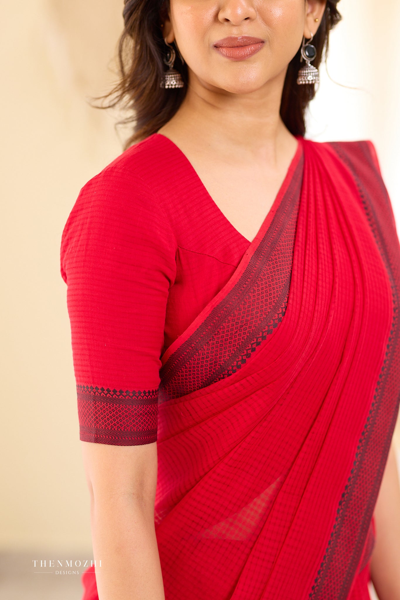 Fire Brick Mangalagiri Missing checks Cotton Saree