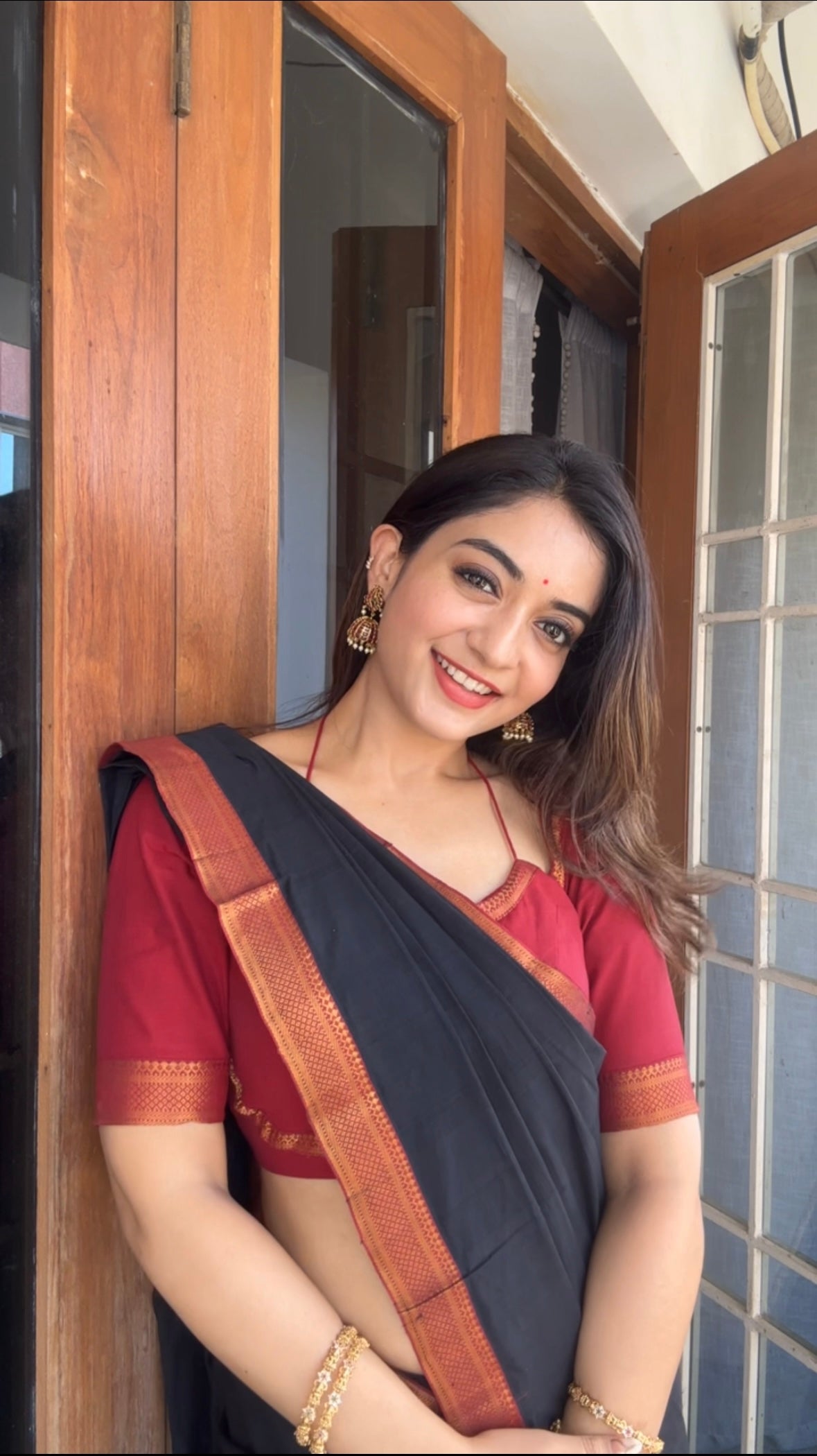 Maroon Tie Blouse